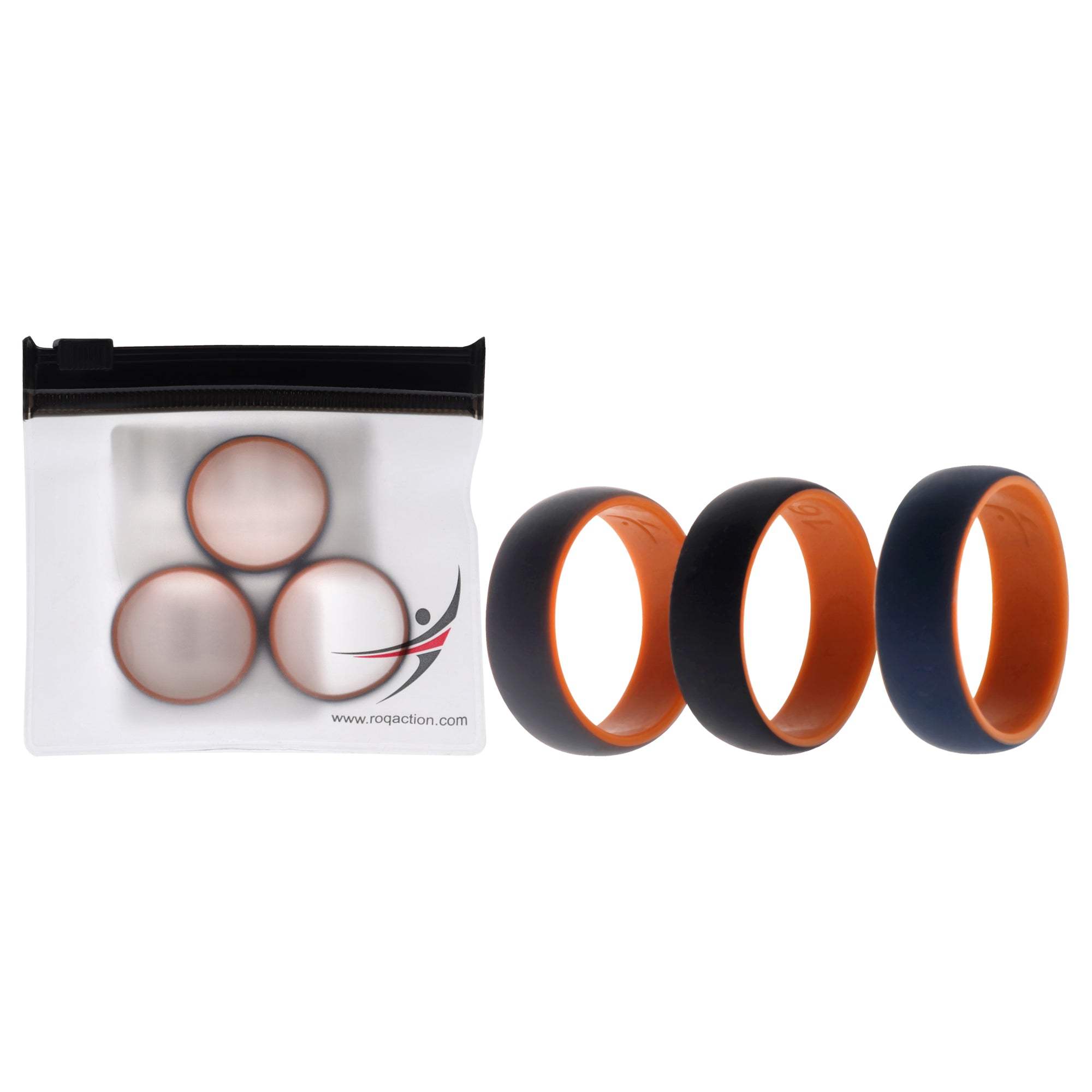 Silicone Wedding 2Layer Dome Ring Set - Orange by ROQ for Men - 3 x 16 mm Ring