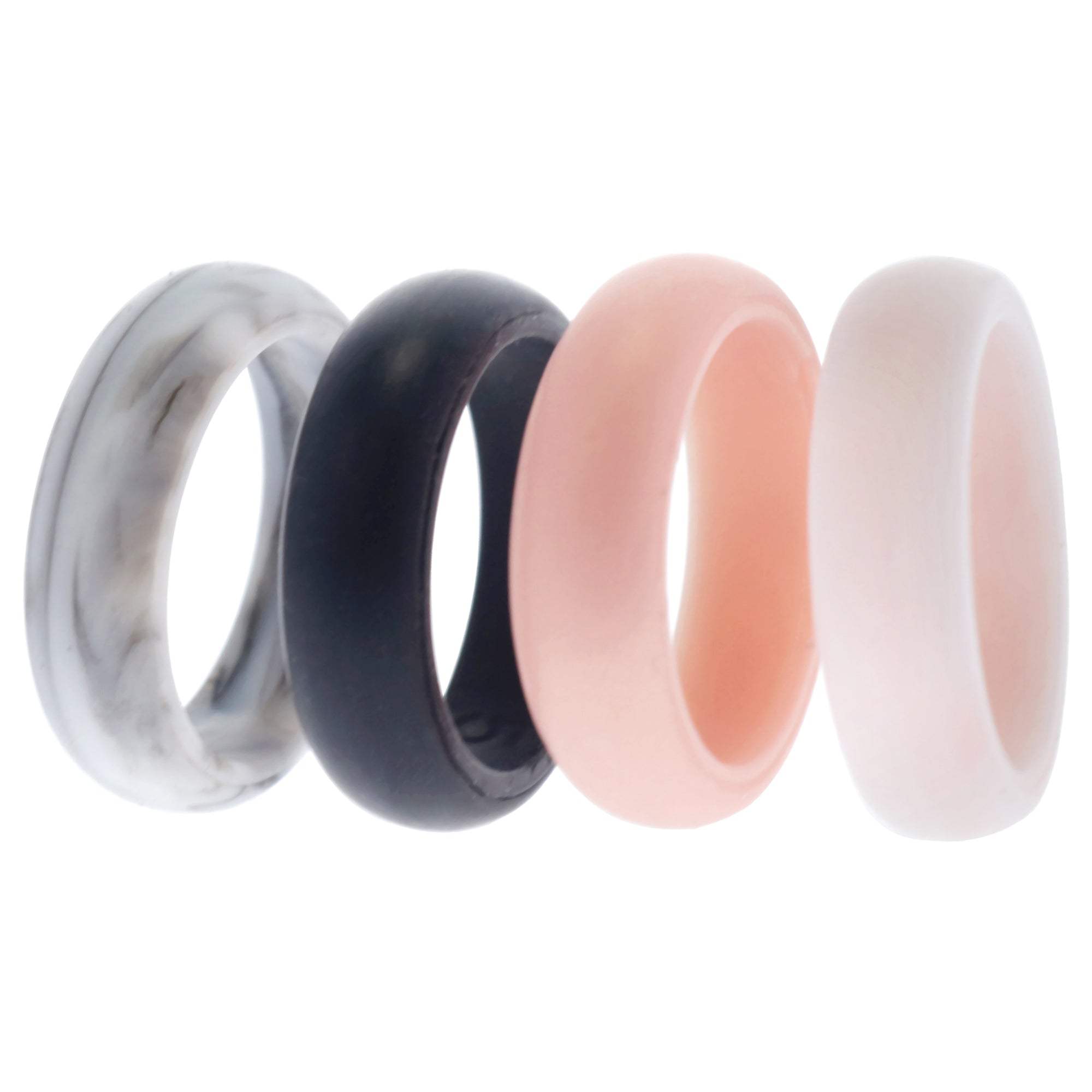 Silicone Wedding Ring Set - Marble by ROQ for Women - 4 x 5 mm Ring