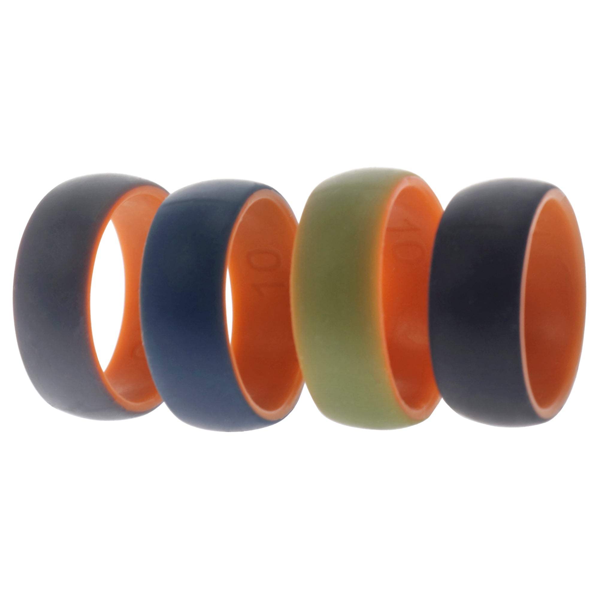 Silicone Wedding 2Layer Dome Ring Set - Orange by ROQ for Men - 4 x 10 mm Ring