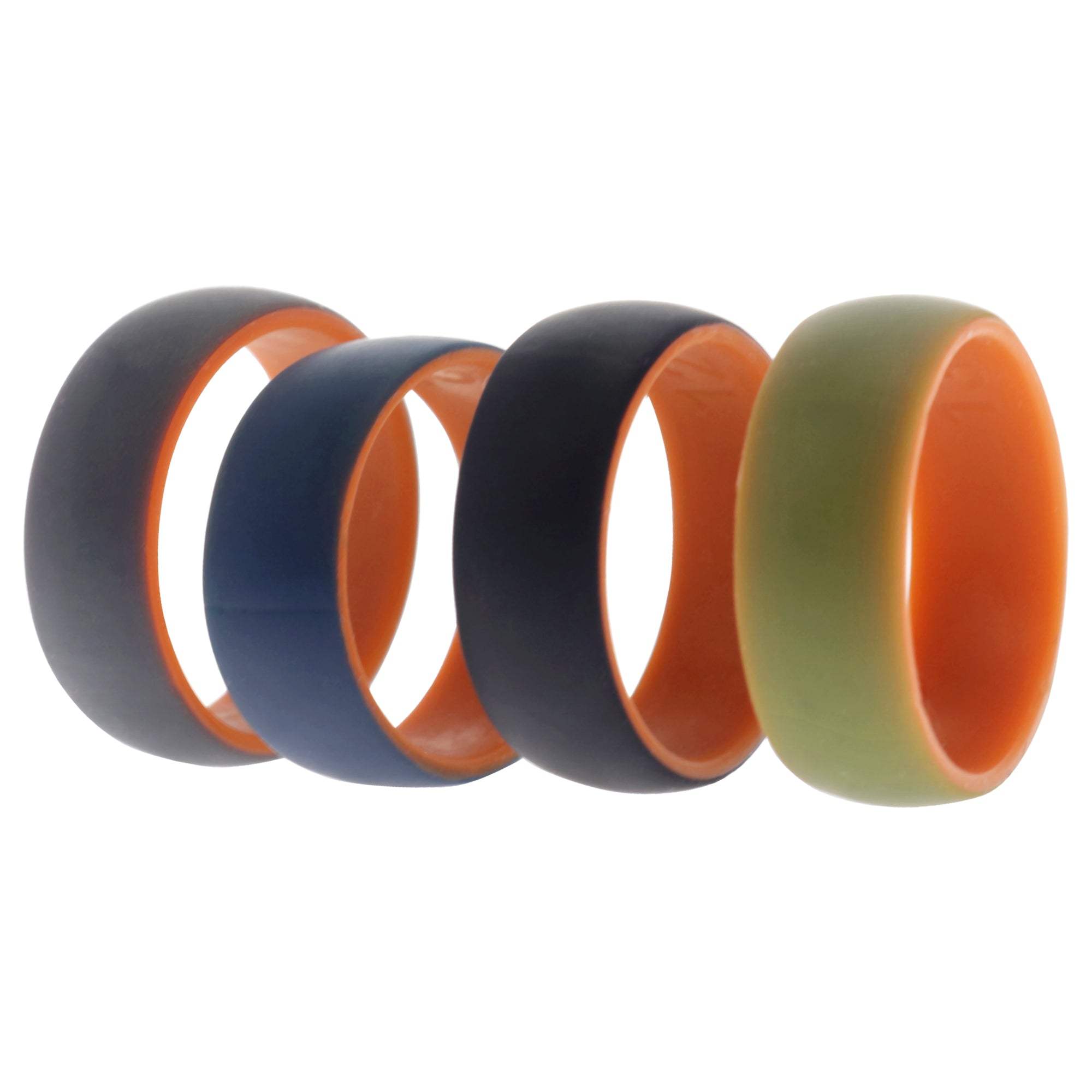 Silicone Wedding 2Layer Dome Ring Set - Orange by ROQ for Men - 4 x 12 mm Ring
