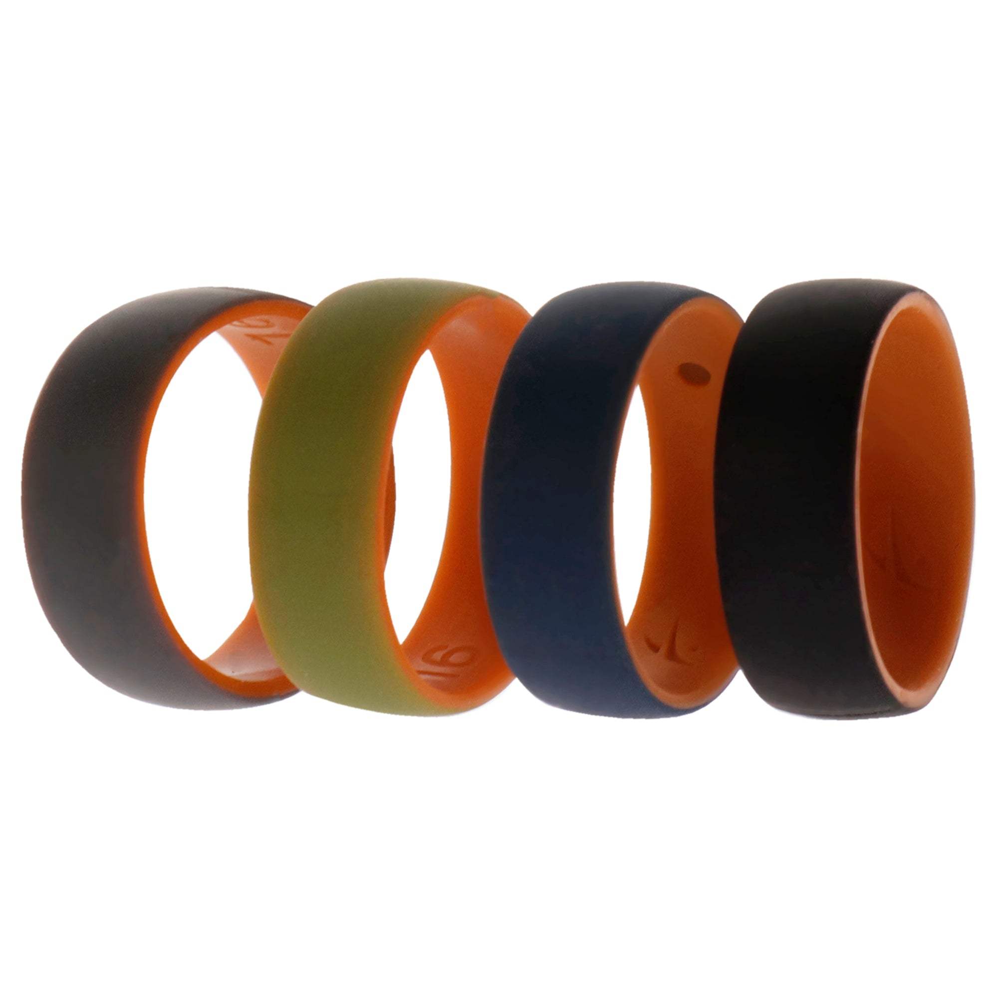 Silicone Wedding 2Layer Dome Ring Set - Orange by ROQ for Men - 4 x 16 mm Ring