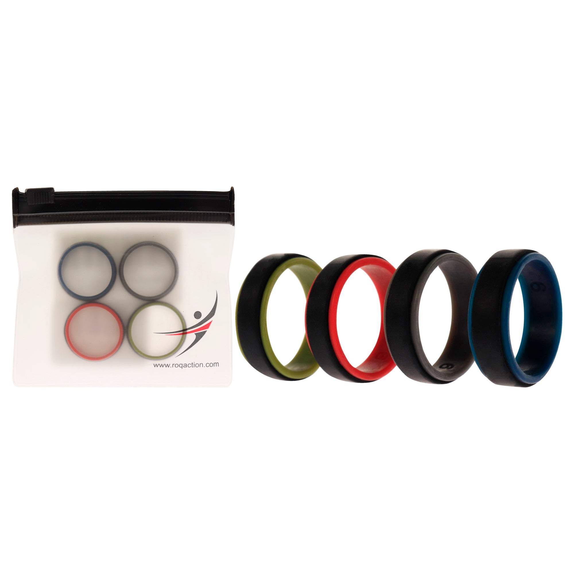 Silicone Wedding 2Layer Step Ring Set - Black by ROQ for Men - 4 x 9 mm Ring