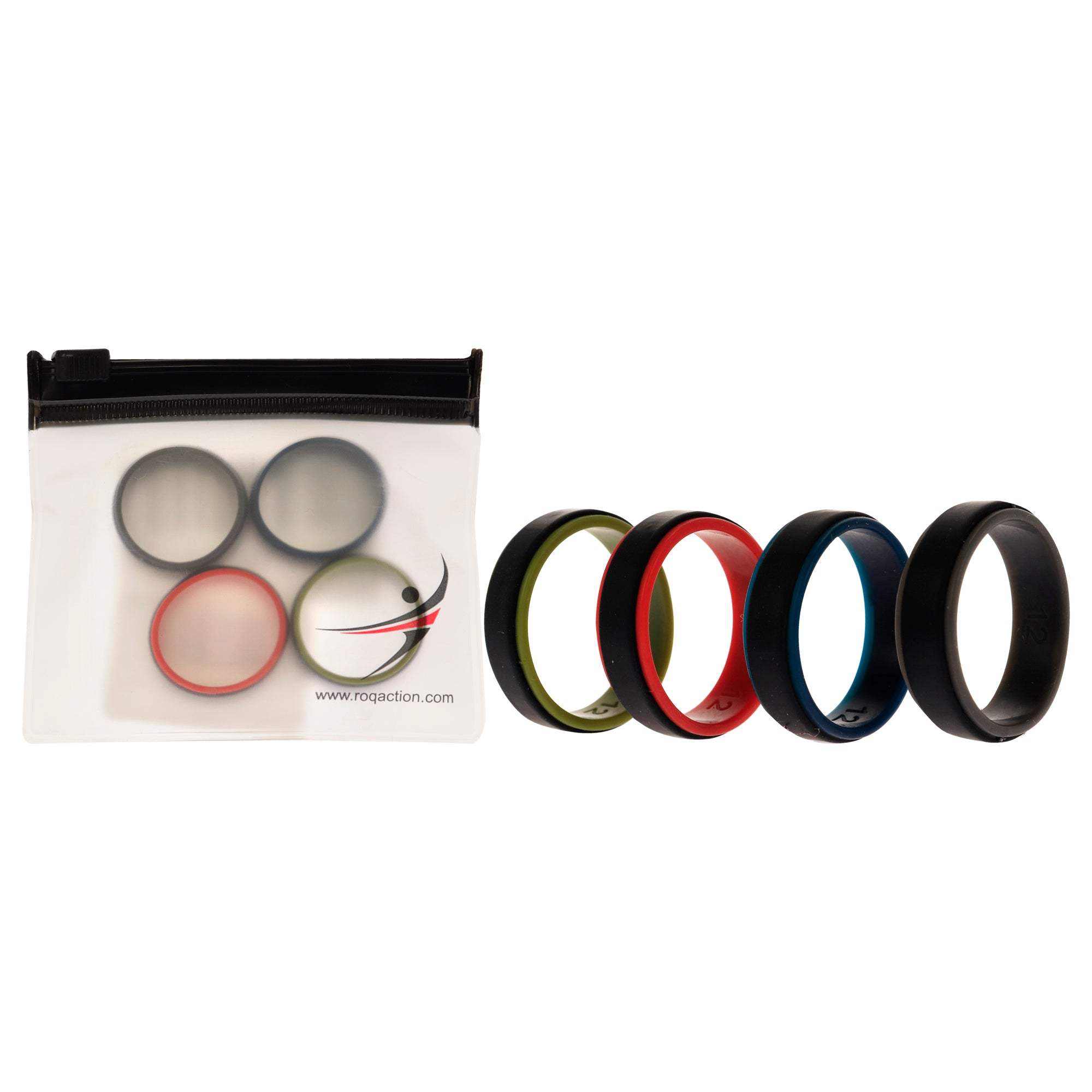Silicone Wedding 2Layer Step Ring Set - Black by ROQ for Men - 4 x 12 mm Ring