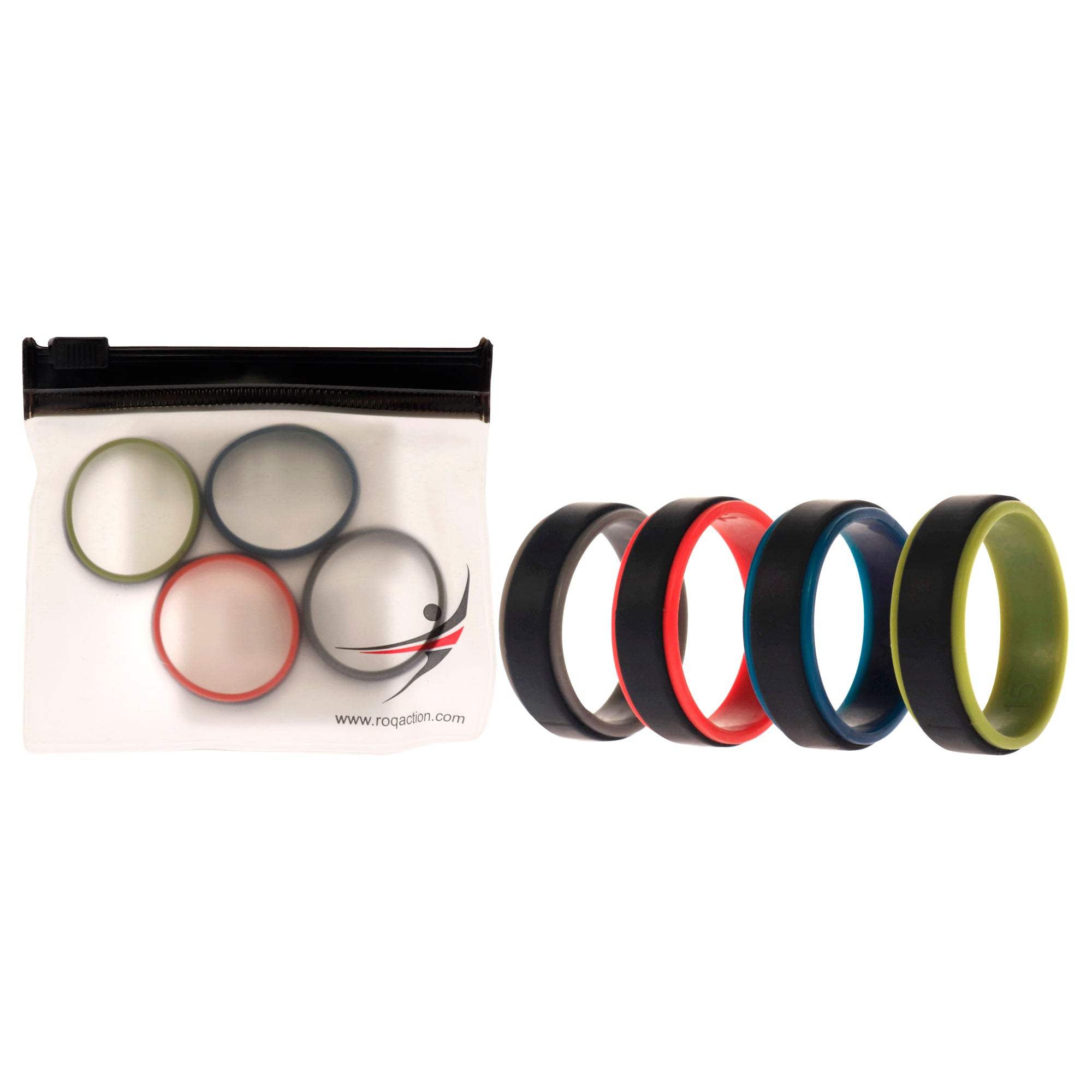 Silicone Wedding 2Layer Step Ring Set - Black by ROQ for Men - 4 x 15 mm Ring