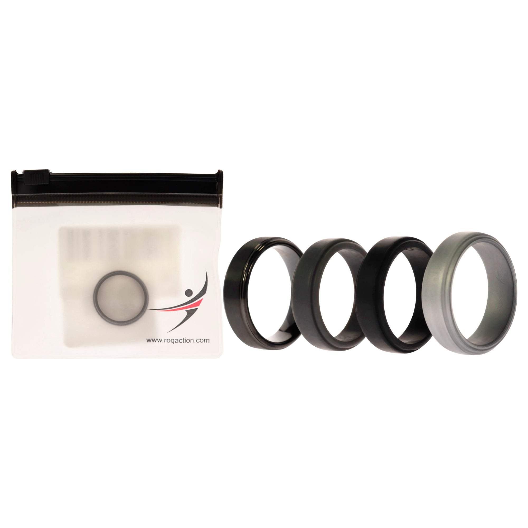 Silicone Wedding 2Layer Step Ring - Grey-Black by ROQ for Men - 8 mm Ring