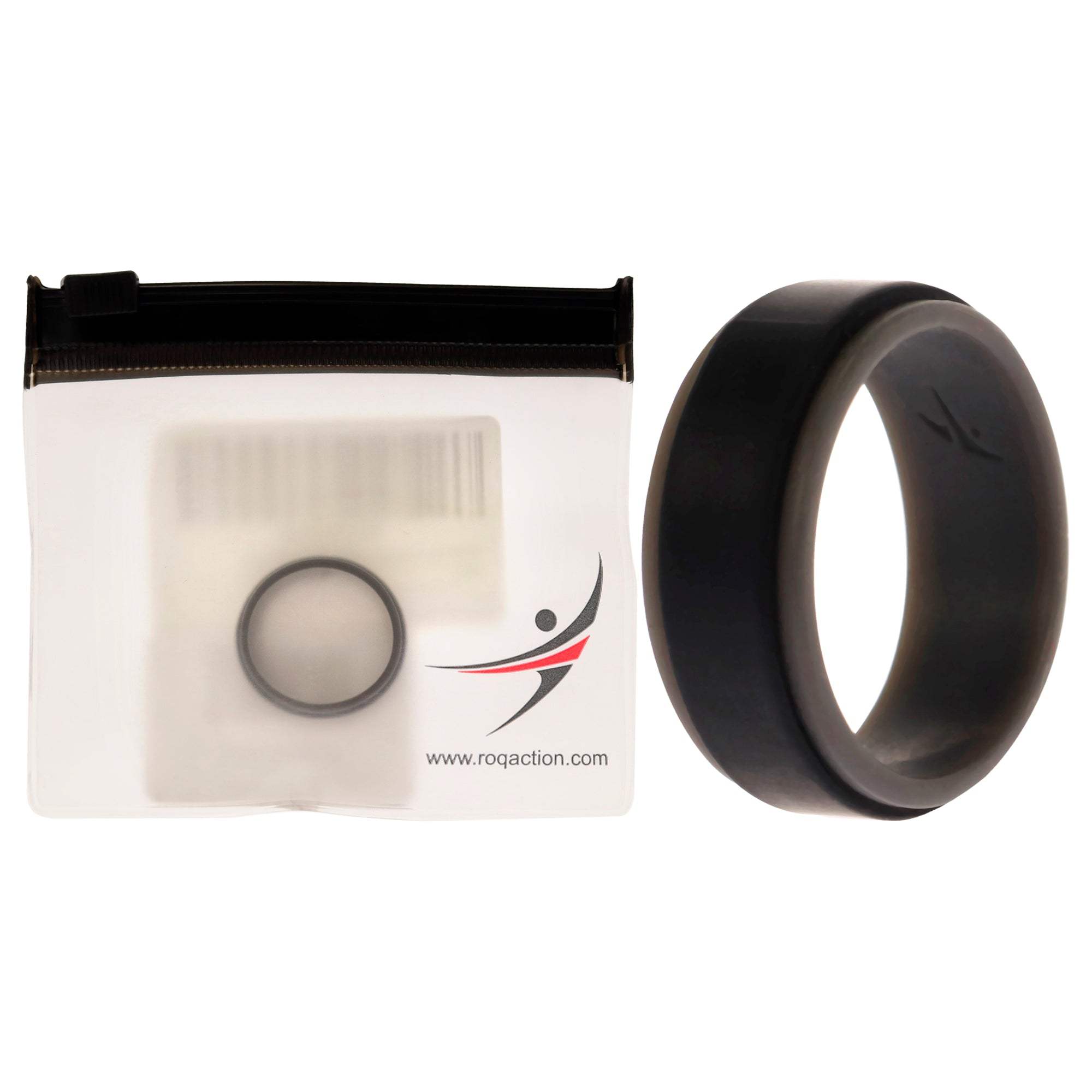 Silicone Wedding 2Layer Step Ring - Grey-Black by ROQ for Men - 9 mm Ring