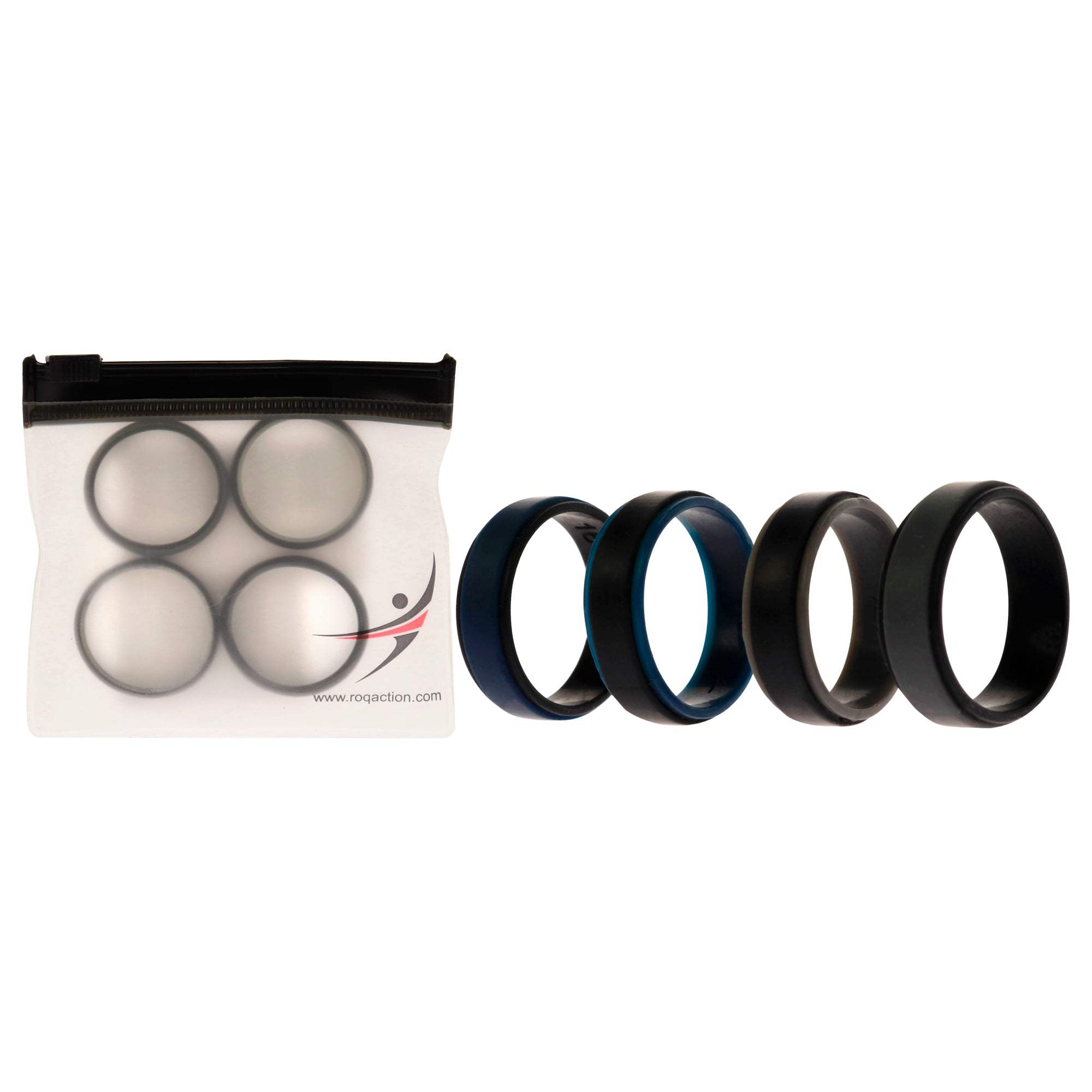 Silicone Wedding 2Layer Step Ring - Blue-Black by ROQ for Men - 12 mm Ring