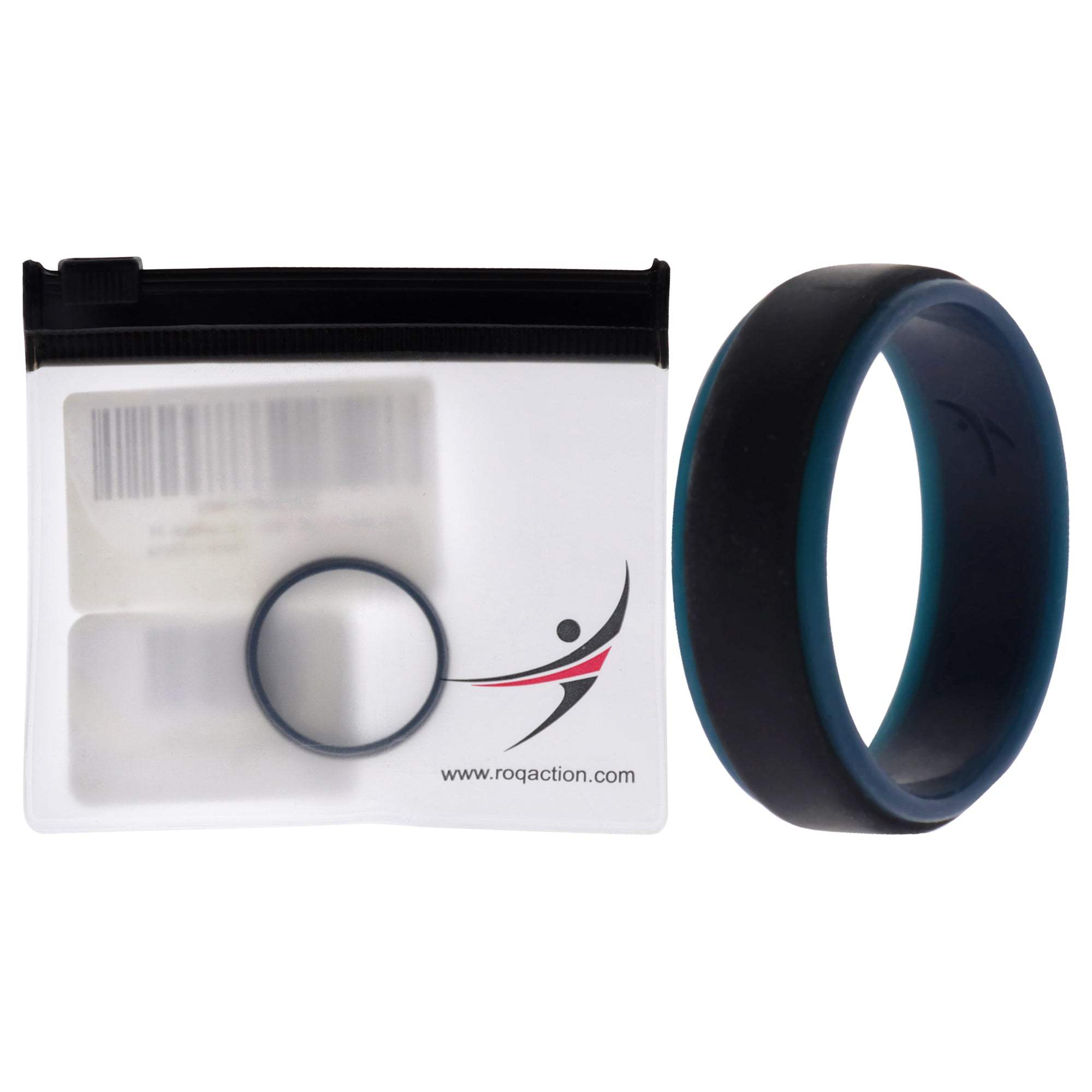 Silicone Wedding 2Layer Step Ring - Blue-Black by ROQ for Men - 14 mm Ring