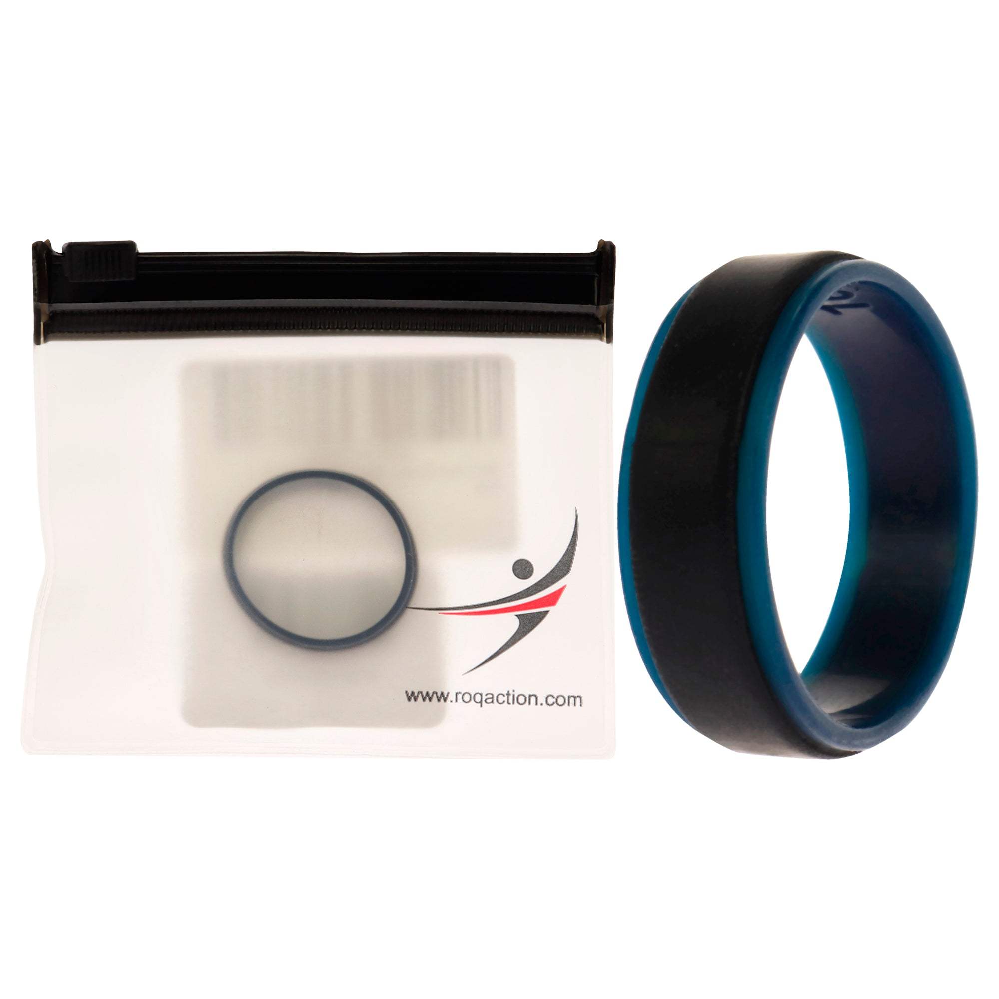 Silicone Wedding 2Layer Step Ring - Blue-Black by ROQ for Men - 16 mm Ring