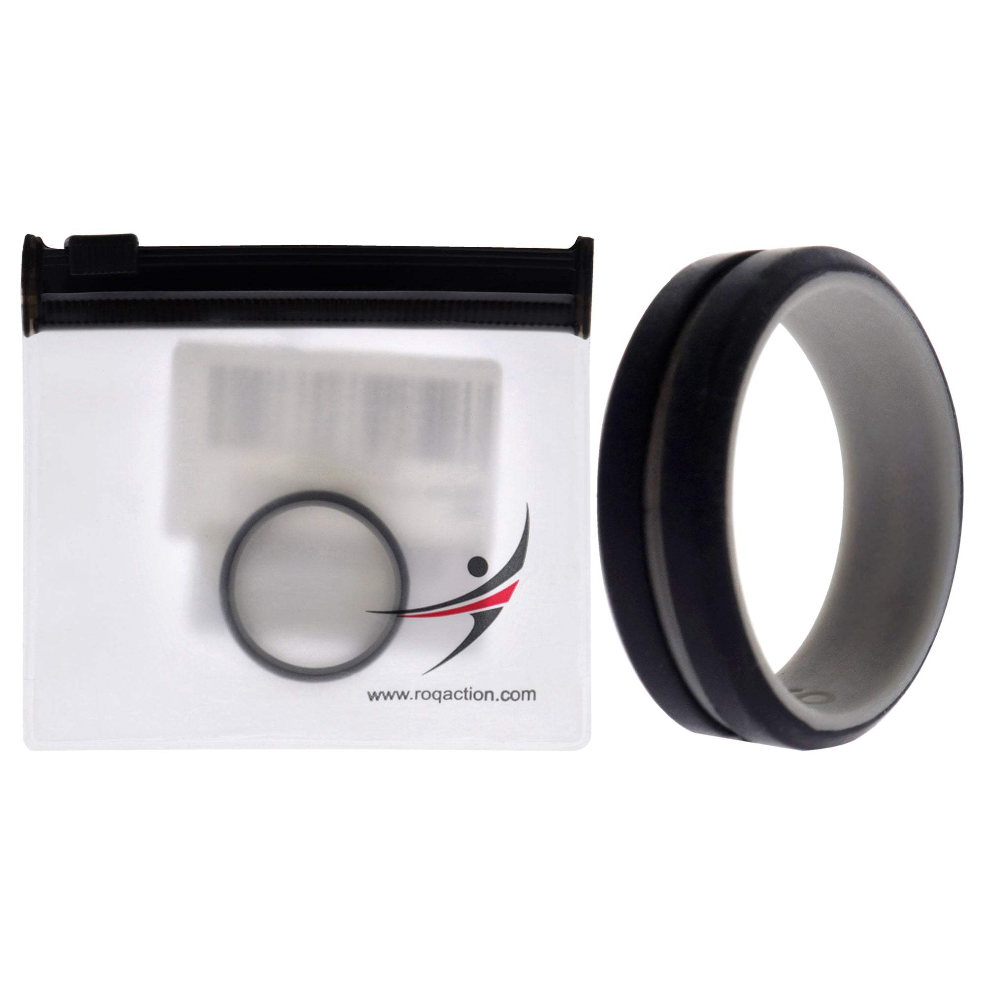Silicone Wedding 2Layer Middle Line Ring - Grey-Black by ROQ for Men - 16 mm Ring