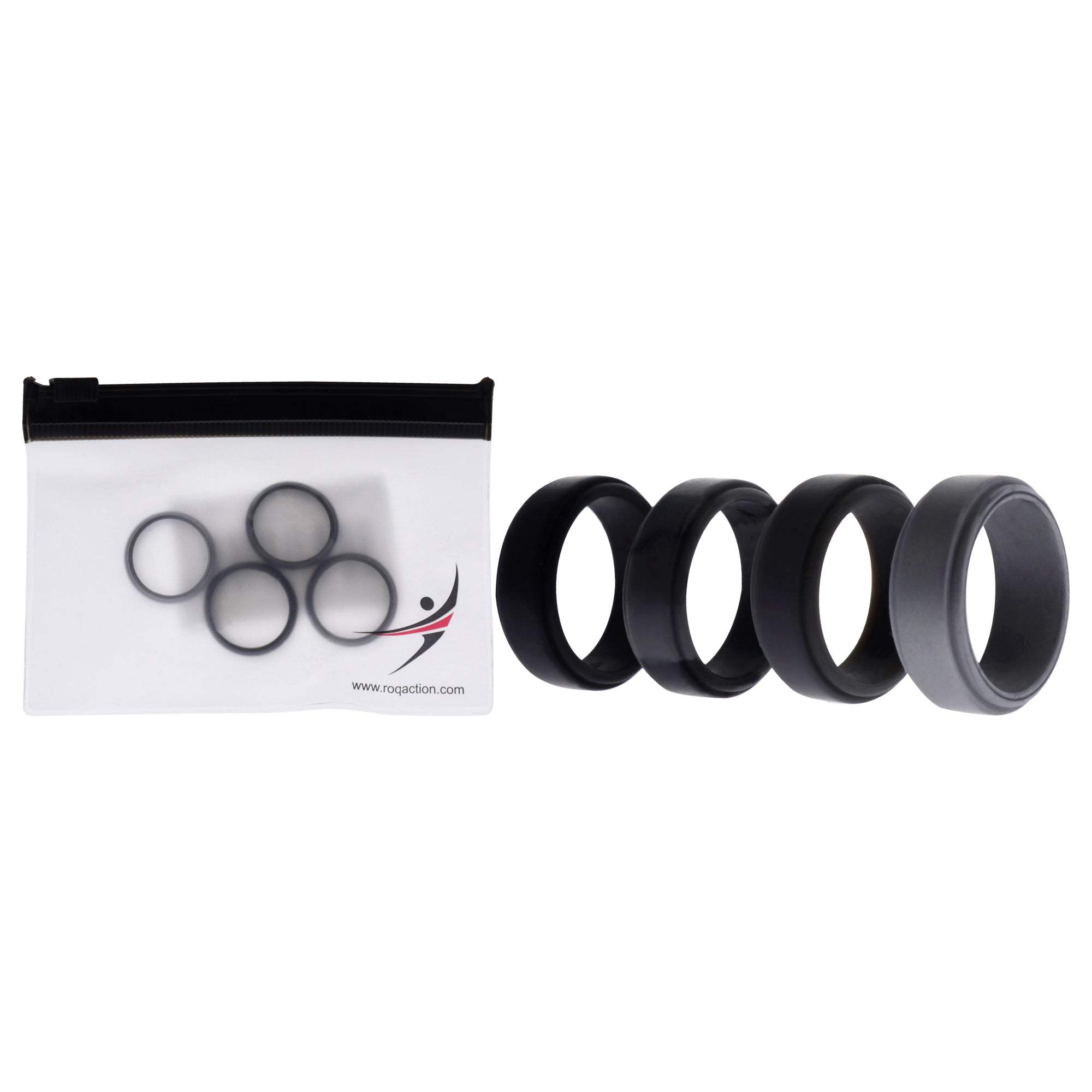 Silicone Wedding Step Ring Set - Black-Camo by ROQ for Men - 4 x 6 mm Ring