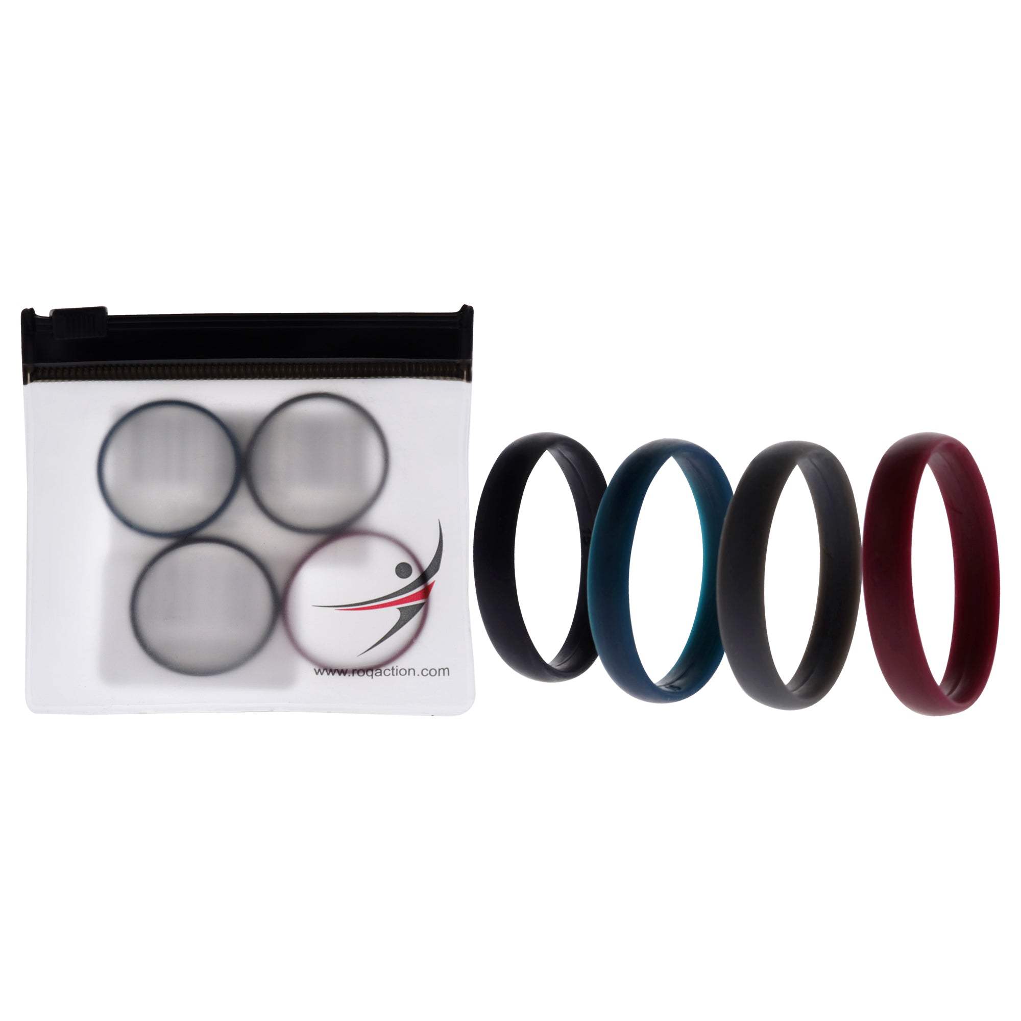 Silicone Wedding 6mm Smooth Ring Set - Bordeaux by ROQ for Men - 4 x 15 mm Ring