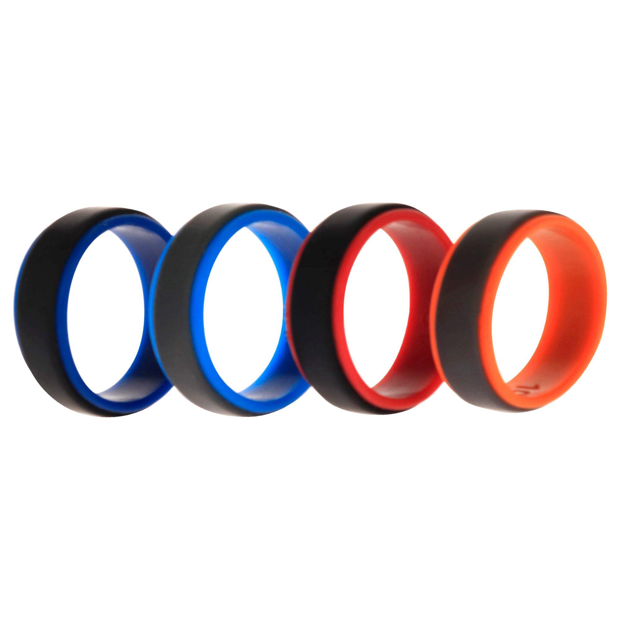 Silicone Wedding 2Layer Step Ring Set - Grey Black by ROQ for Men - 4 x 10 mm Ring