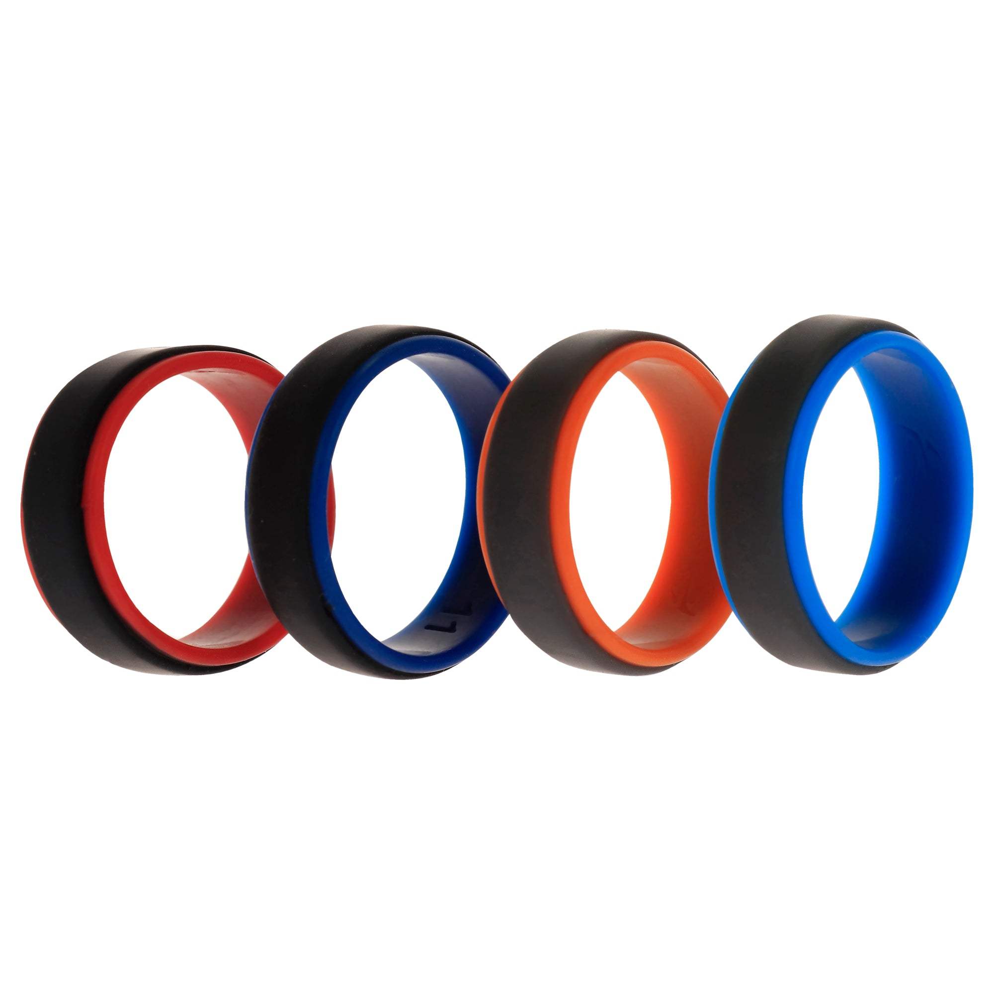 Silicone Wedding 2Layer Step Ring Set - Grey Black by ROQ for Men - 4 x 11 mm Ring