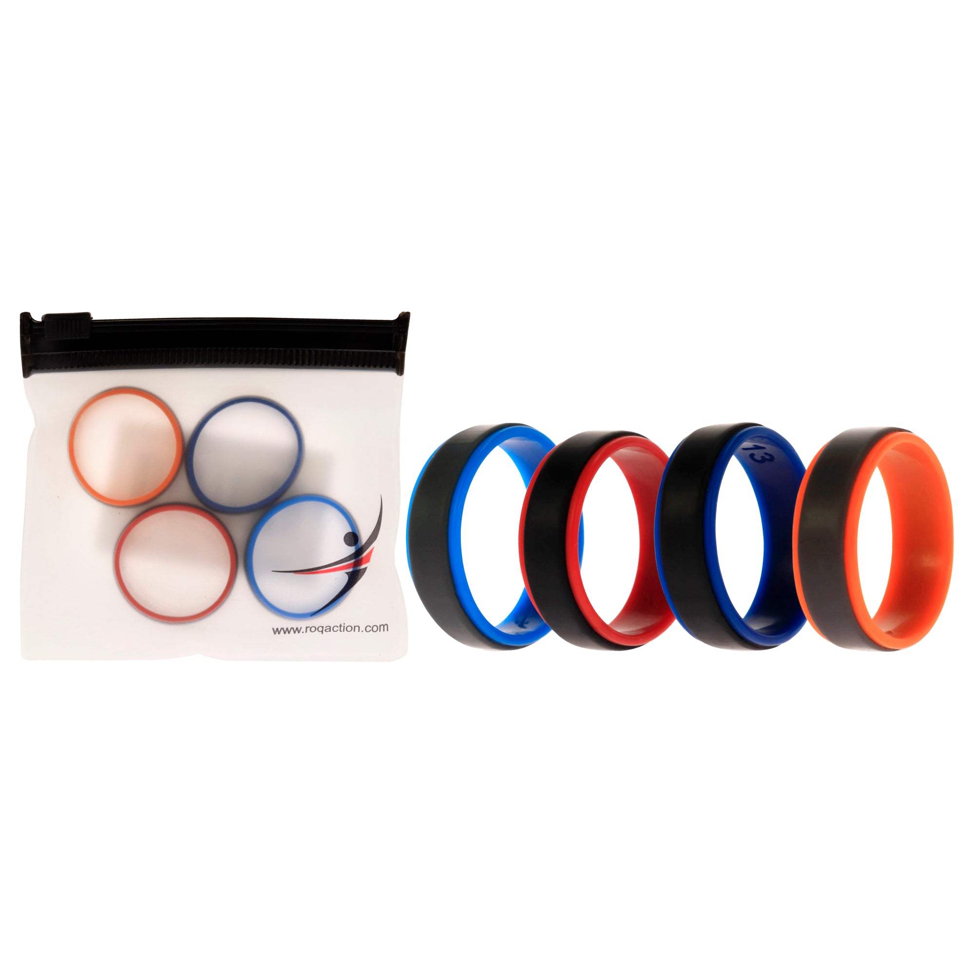 Silicone Wedding 2Layer Step Ring Set - Grey Black by ROQ for Men - 4 x 13 mm Ring