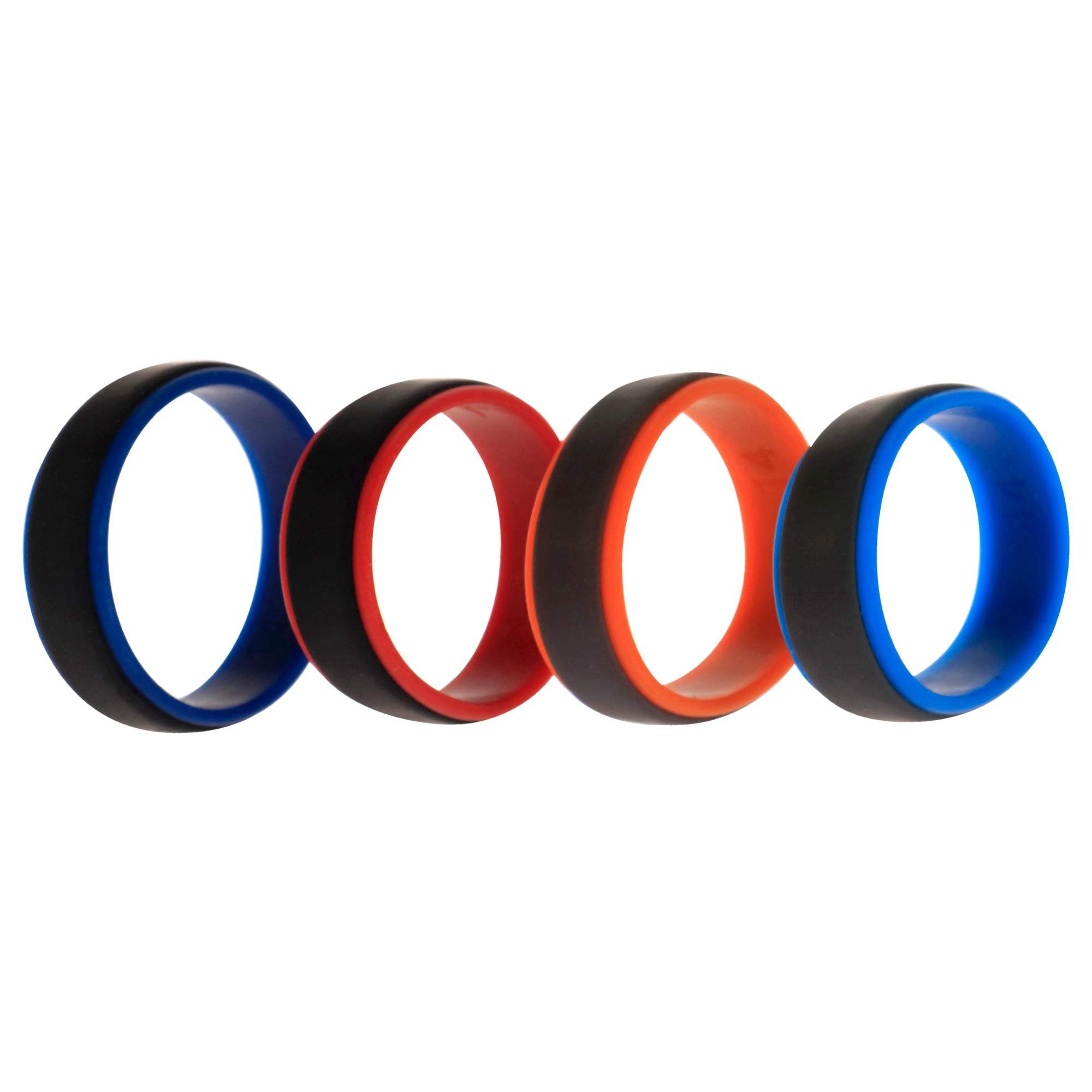 Silicone Wedding 2Layer Step Ring Set - Grey Black by ROQ for Men - 4 x 14 mm Ring