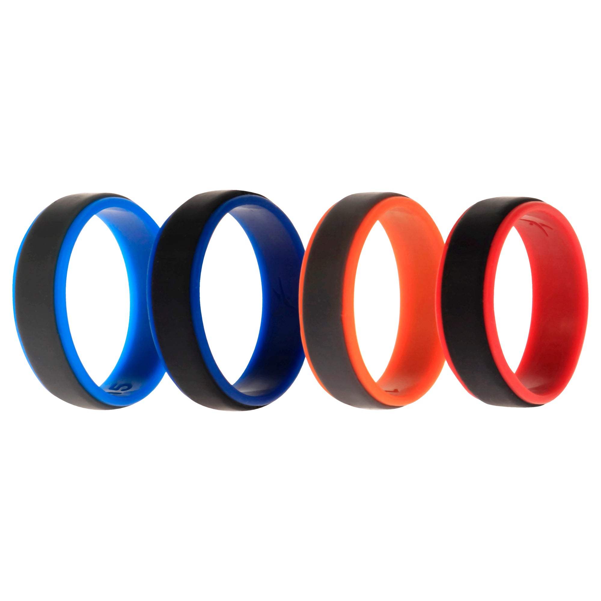 Silicone Wedding 2Layer Step Ring Set - Grey Black by ROQ for Men - 4 x 15 mm Ring
