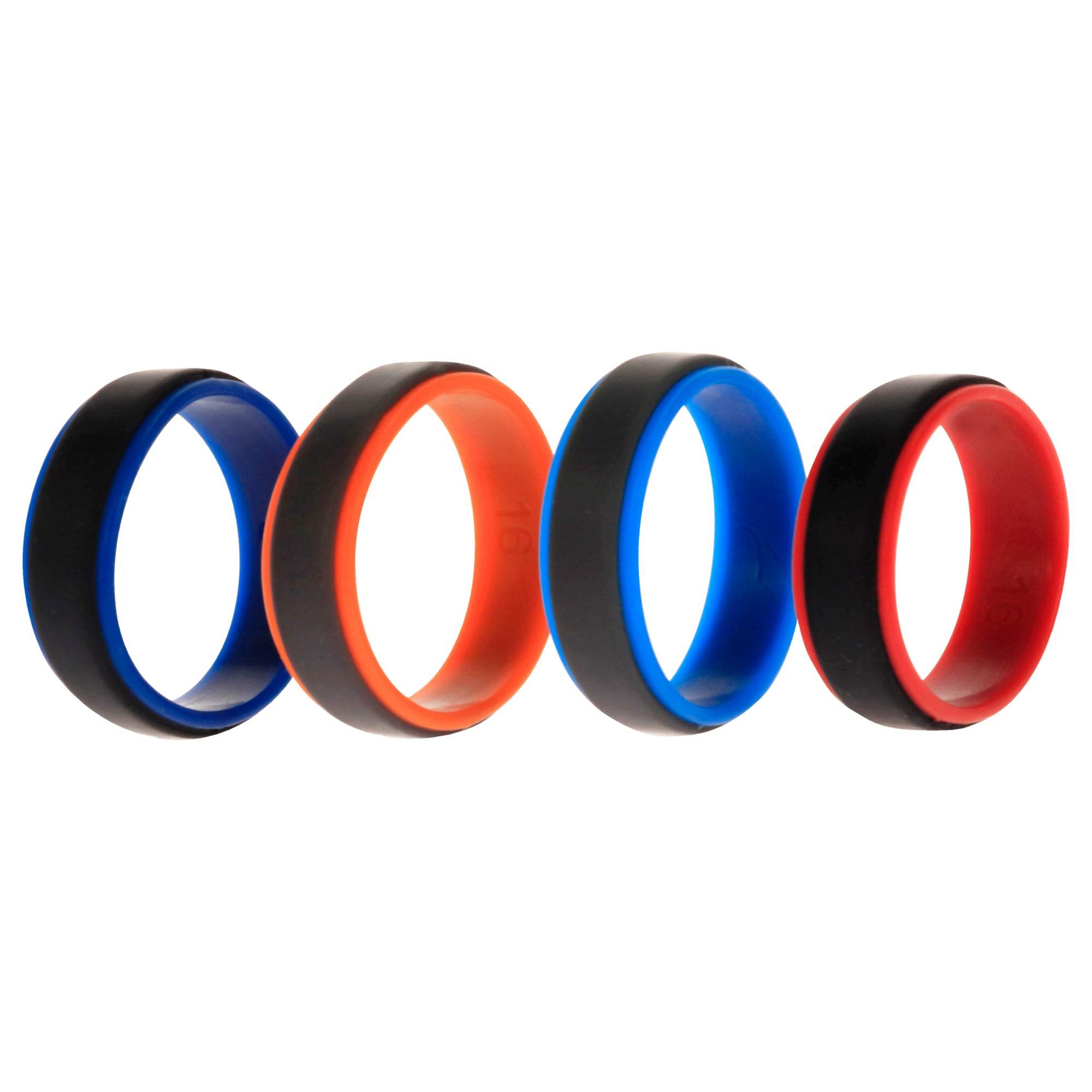 Silicone Wedding 2Layer Step Ring Set - Grey Black by ROQ for Men - 4 x 16 mm Ring