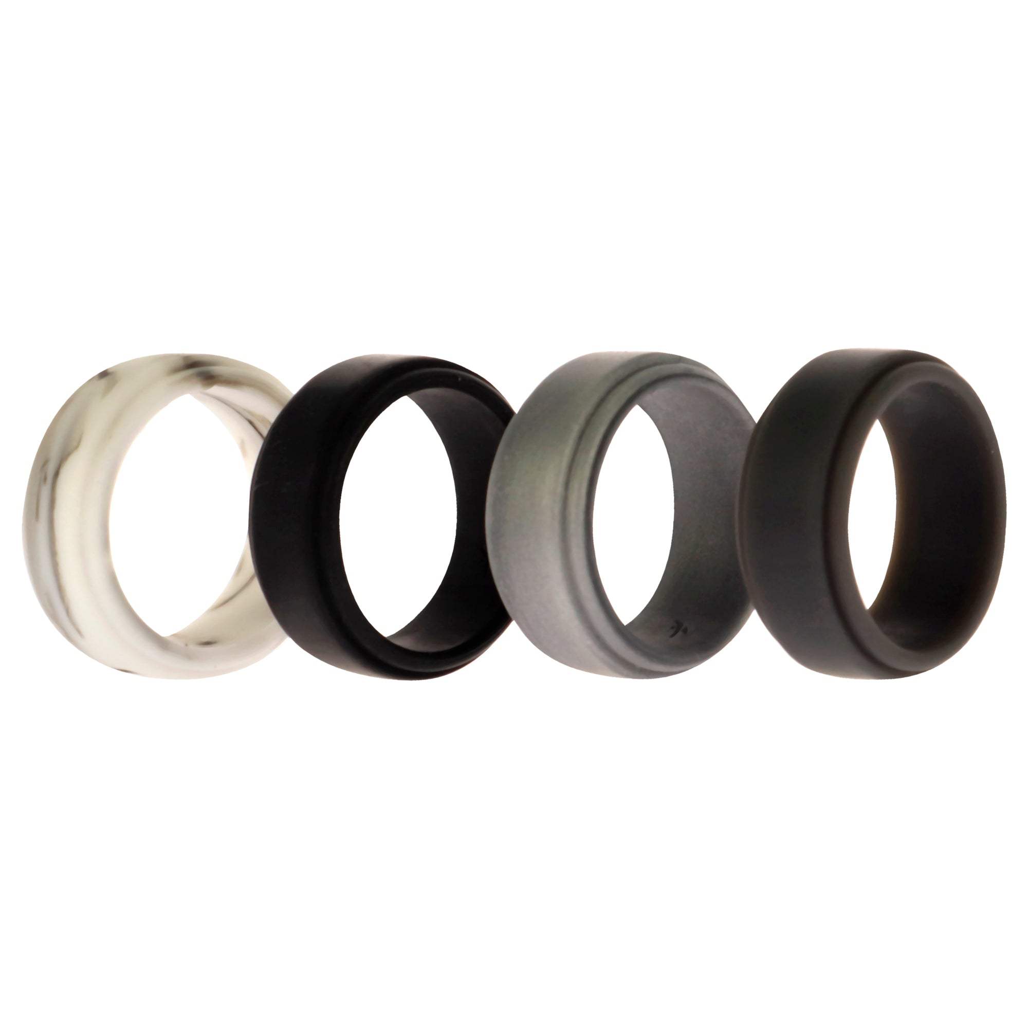 Silicone Wedding Step Ring Set - Marble by ROQ for Men - 4 x 6 mm Ring