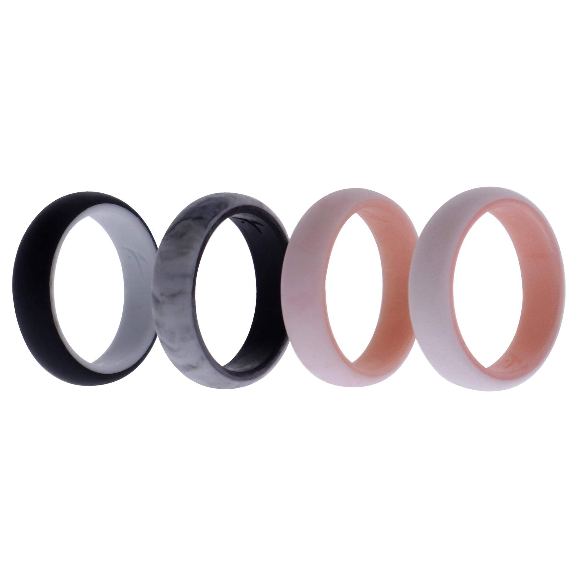 Silicone Wedding 2Layer Ring Set - Rose-Marble by ROQ for Women - 4 x 7 mm Ring