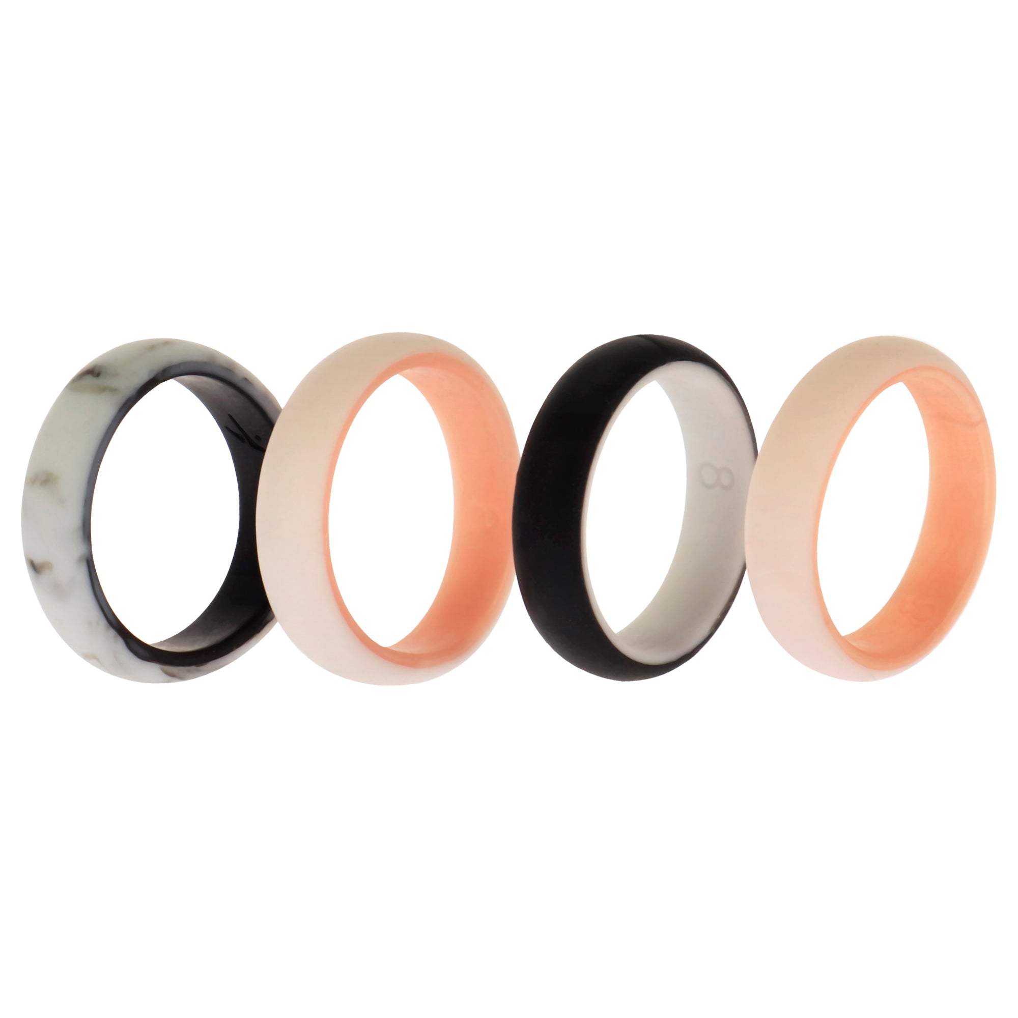 Silicone Wedding 2Layer Ring Set - Rose-Marble by ROQ for Women - 4 x 8 mm Ring