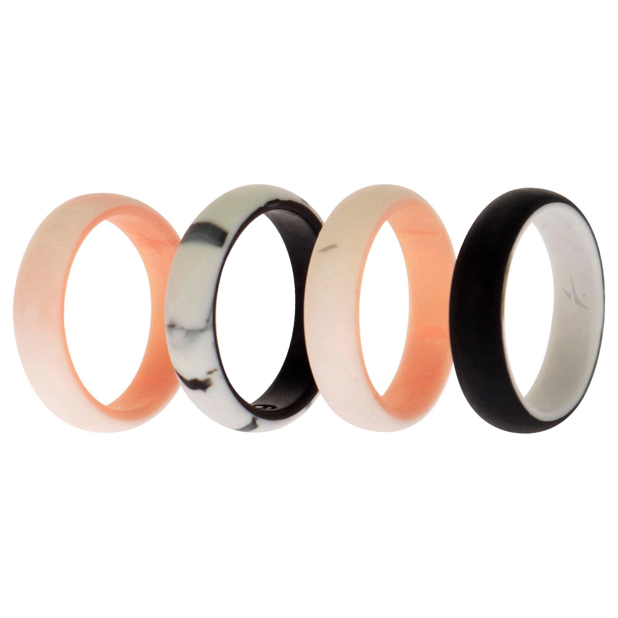 Silicone Wedding 2Layer Ring Set - Rose-Marble by ROQ for Women - 4 x 9 mm Ring