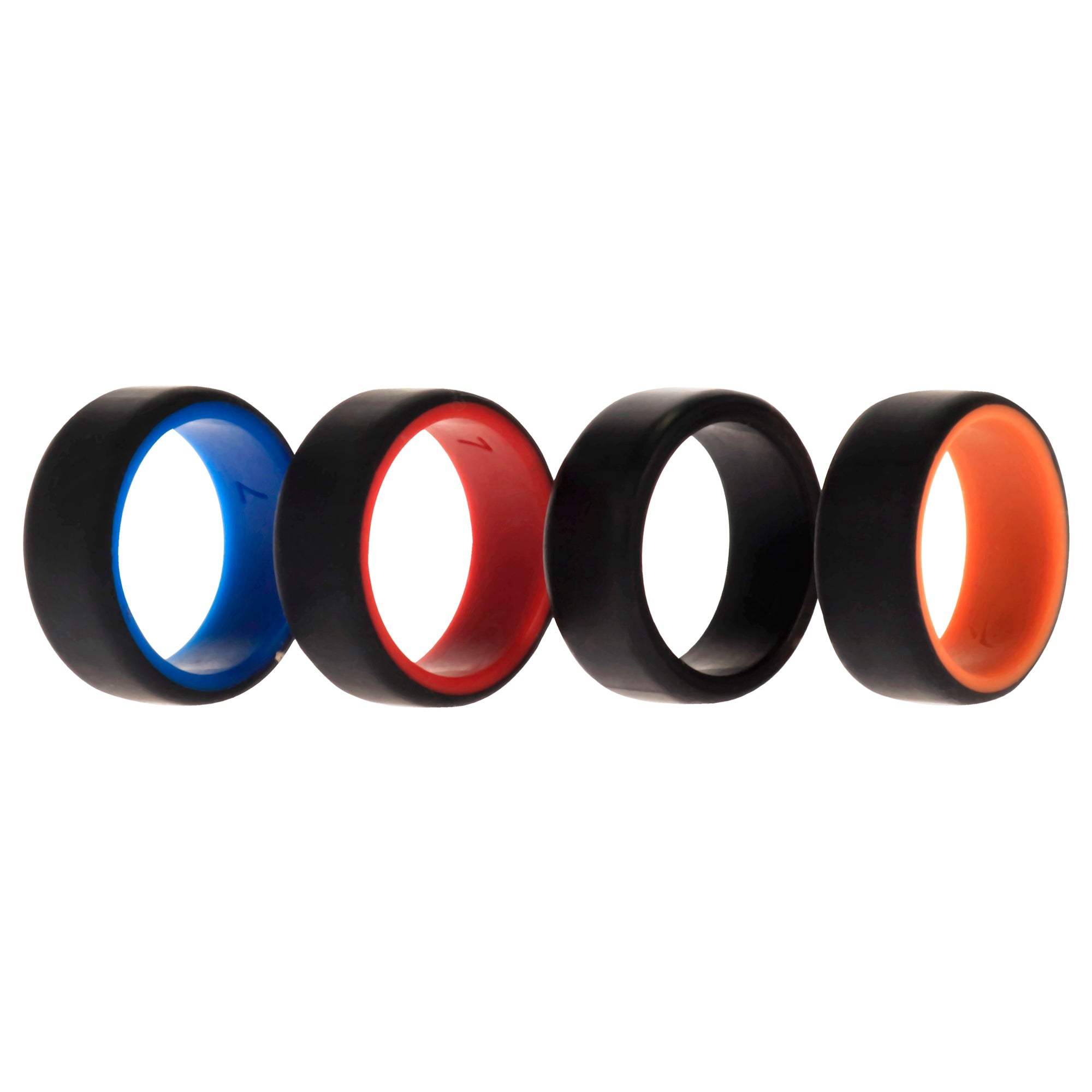 Silicone Wedding 2Layer Beveled 8mm Ring Set - Black by ROQ for Men - 4 x 7 mm Ring