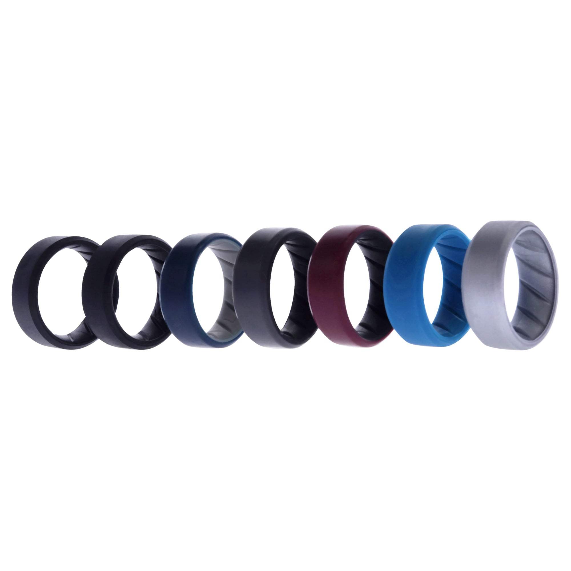 Silicone Wedding BR 8mm Edge Ring Set - Black by ROQ for Men - 7 x 7 mm Ring