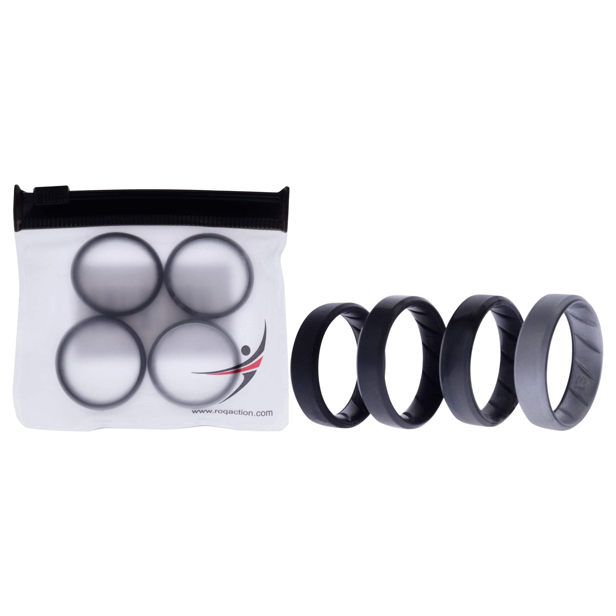 Silicone Wedding BR 8mm Edge Ring Set - Black-Camo by ROQ for Men - 4 x 13 mm Ring