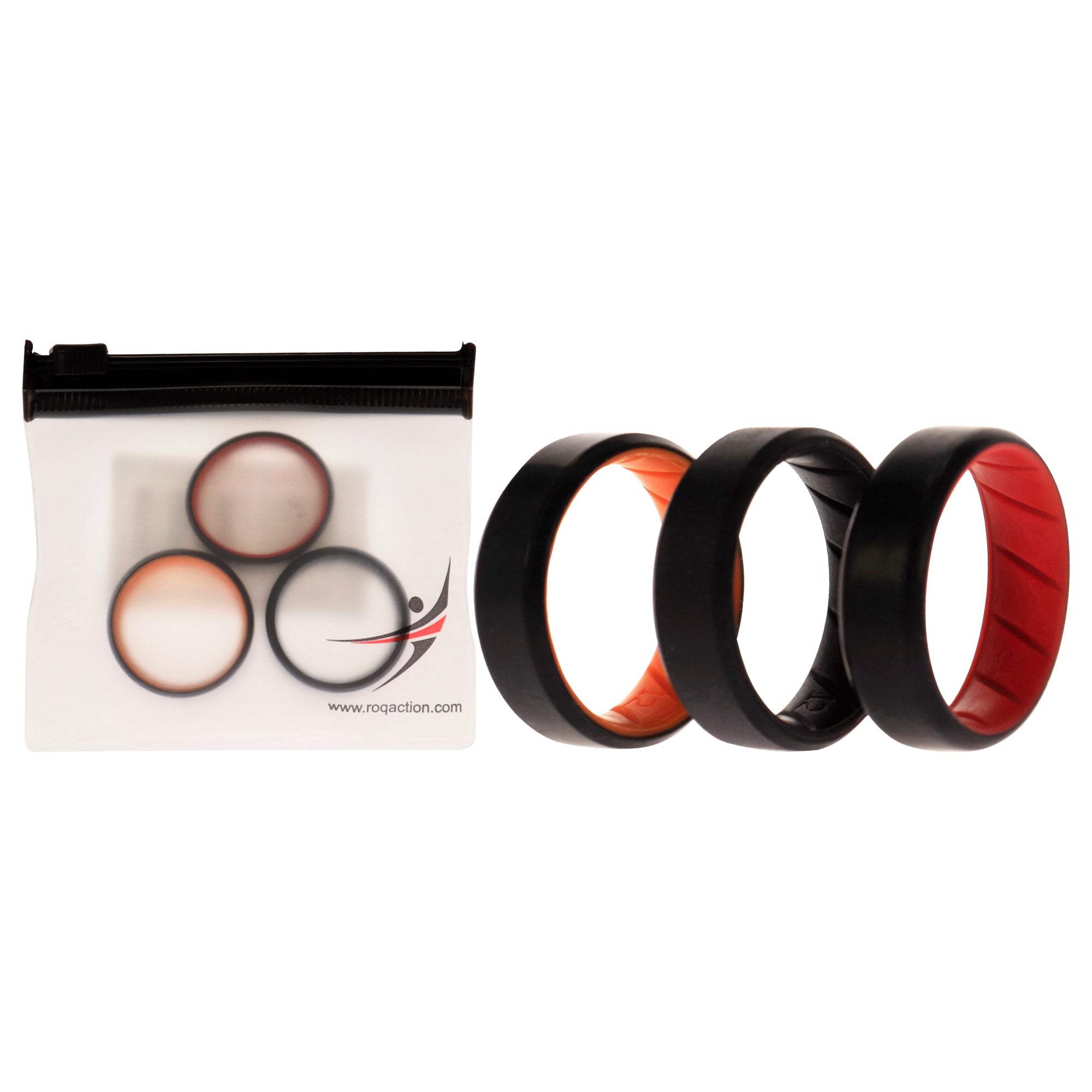 Silicone Wedding BR 8mm Edge Ring Set - MultiColor by ROQ for Men - 3 x 12 mm Ring