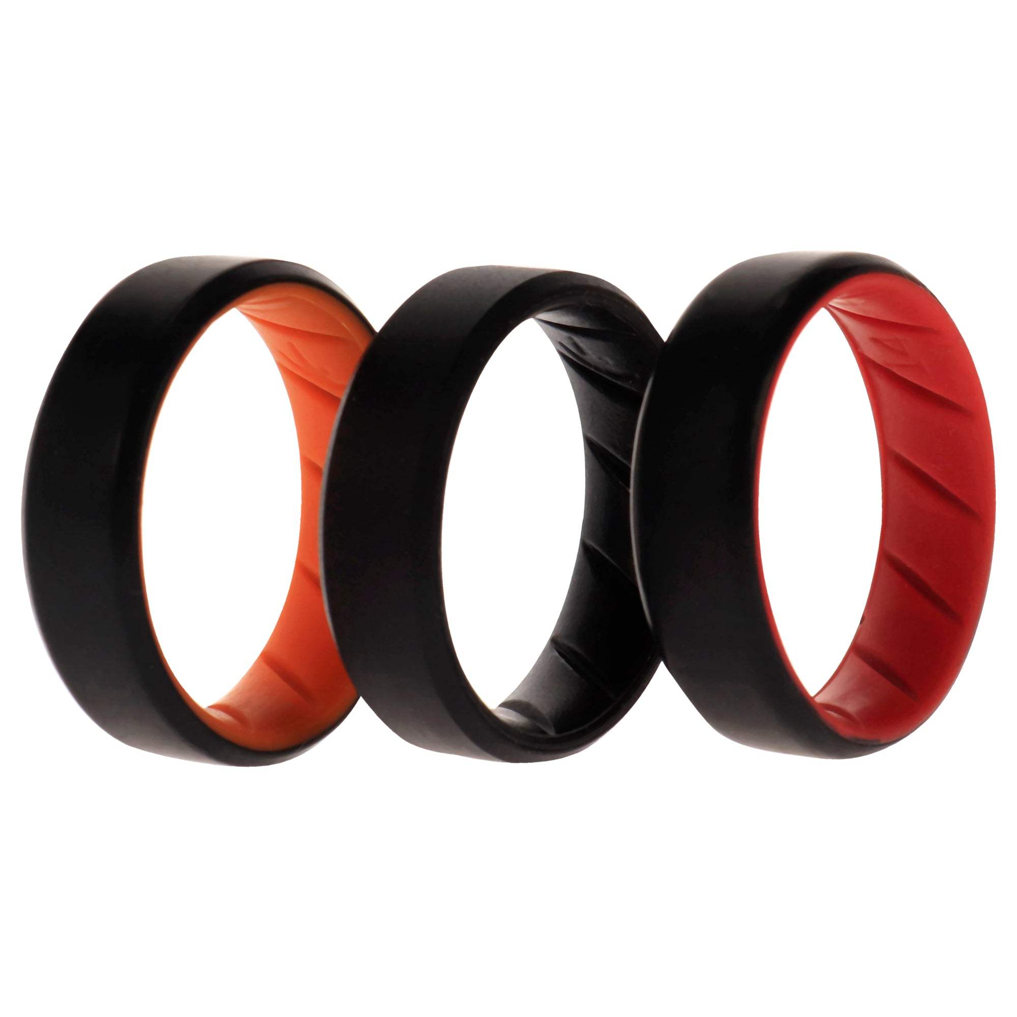 Silicone Wedding BR 8mm Edge Ring Set - MultiColor by ROQ for Men - 3 x 14 mm Ring