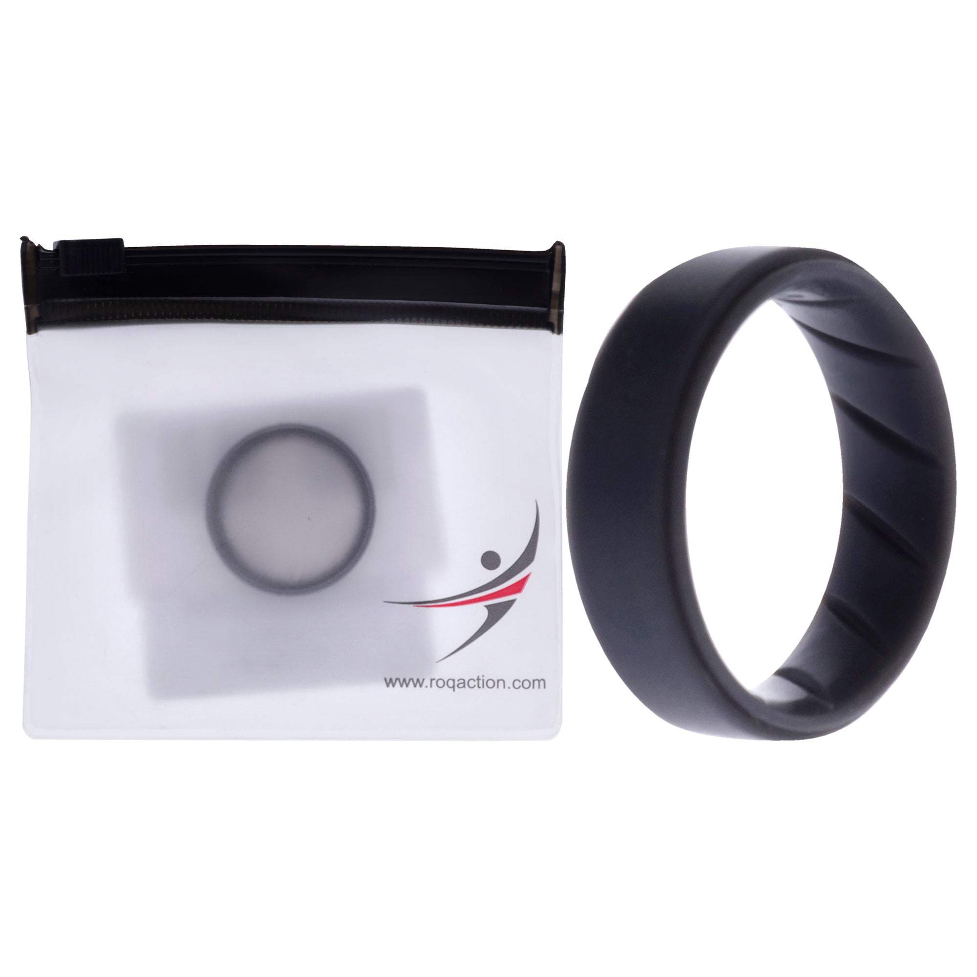 Silicone Wedding BR Step Ring Set - Basic-Grey by ROQ for Men - 12 mm Ring