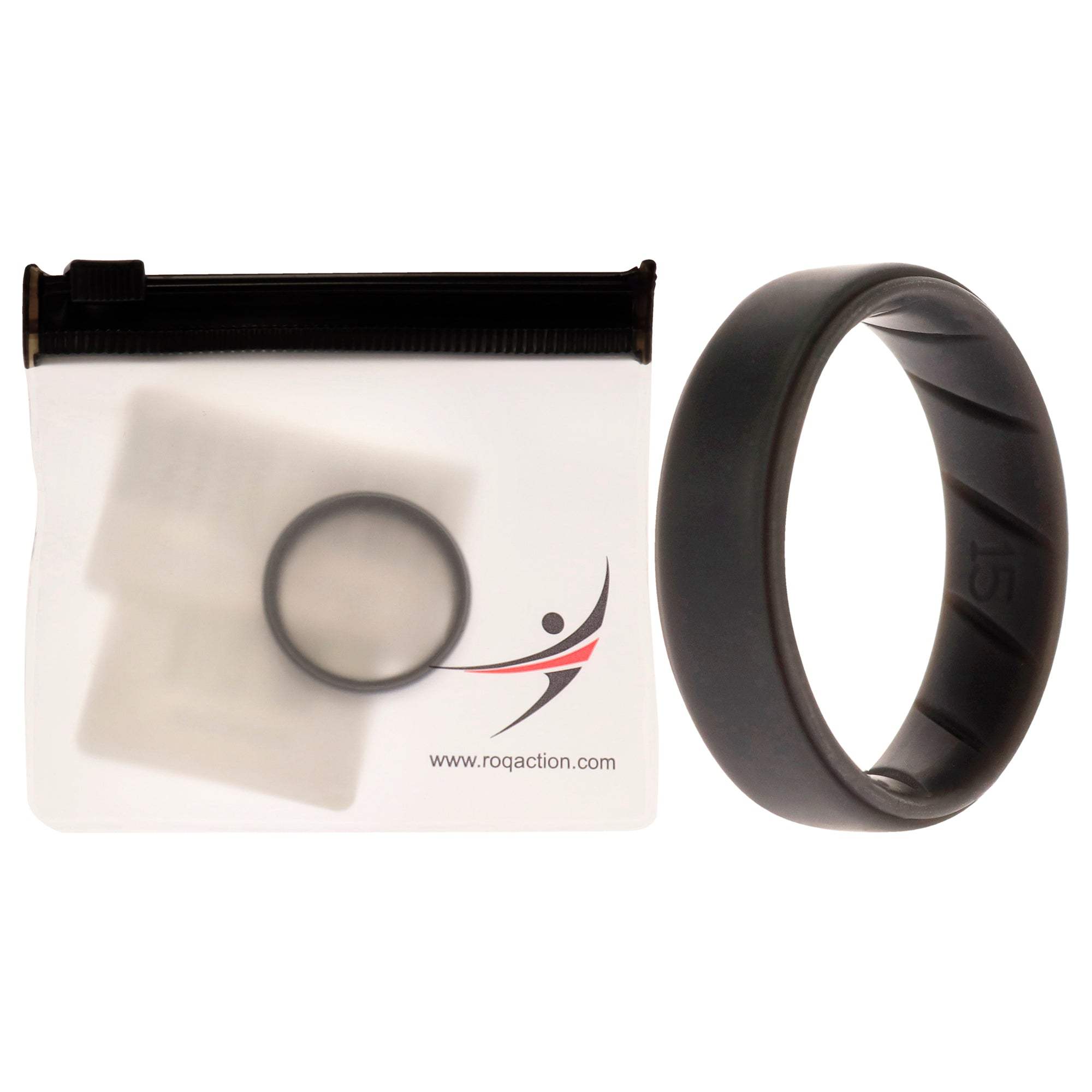 Silicone Wedding BR Step Ring Set - Basic-Grey by ROQ for Men - 15 mm Ring