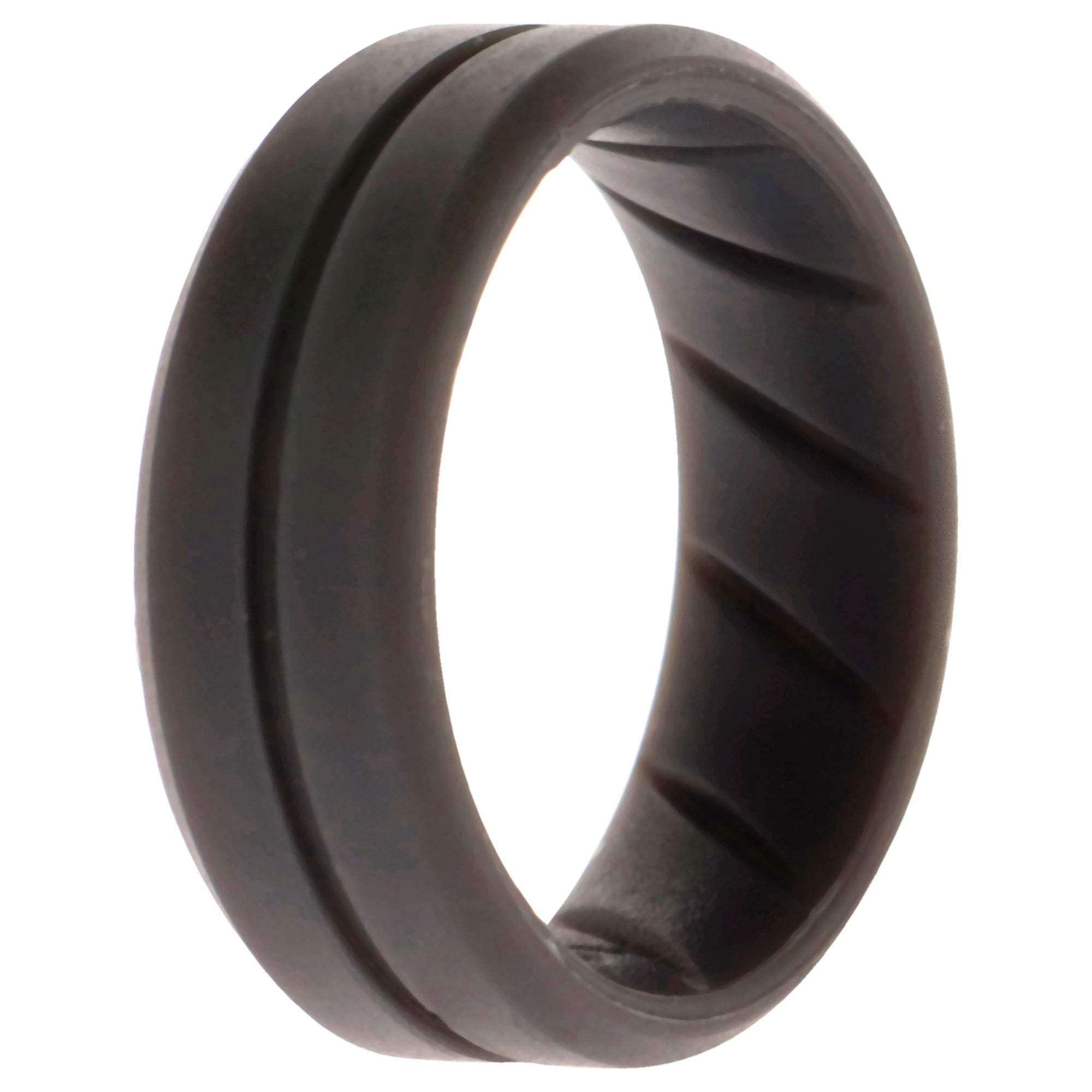 Silicone Wedding BR Middle Line Ring - Basic-Grey by ROQ for Men - 10 mm Ring