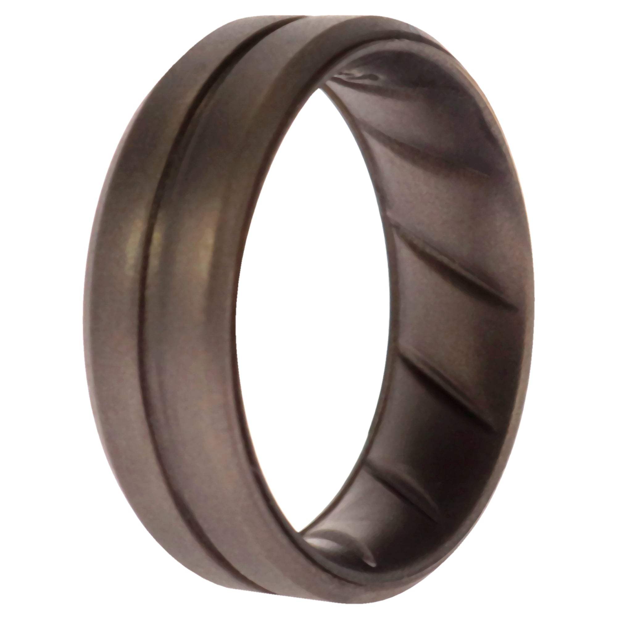 Silicone Wedding BR Middle Line Ring - Basic-Silver by ROQ for Men - 14 mm Ring