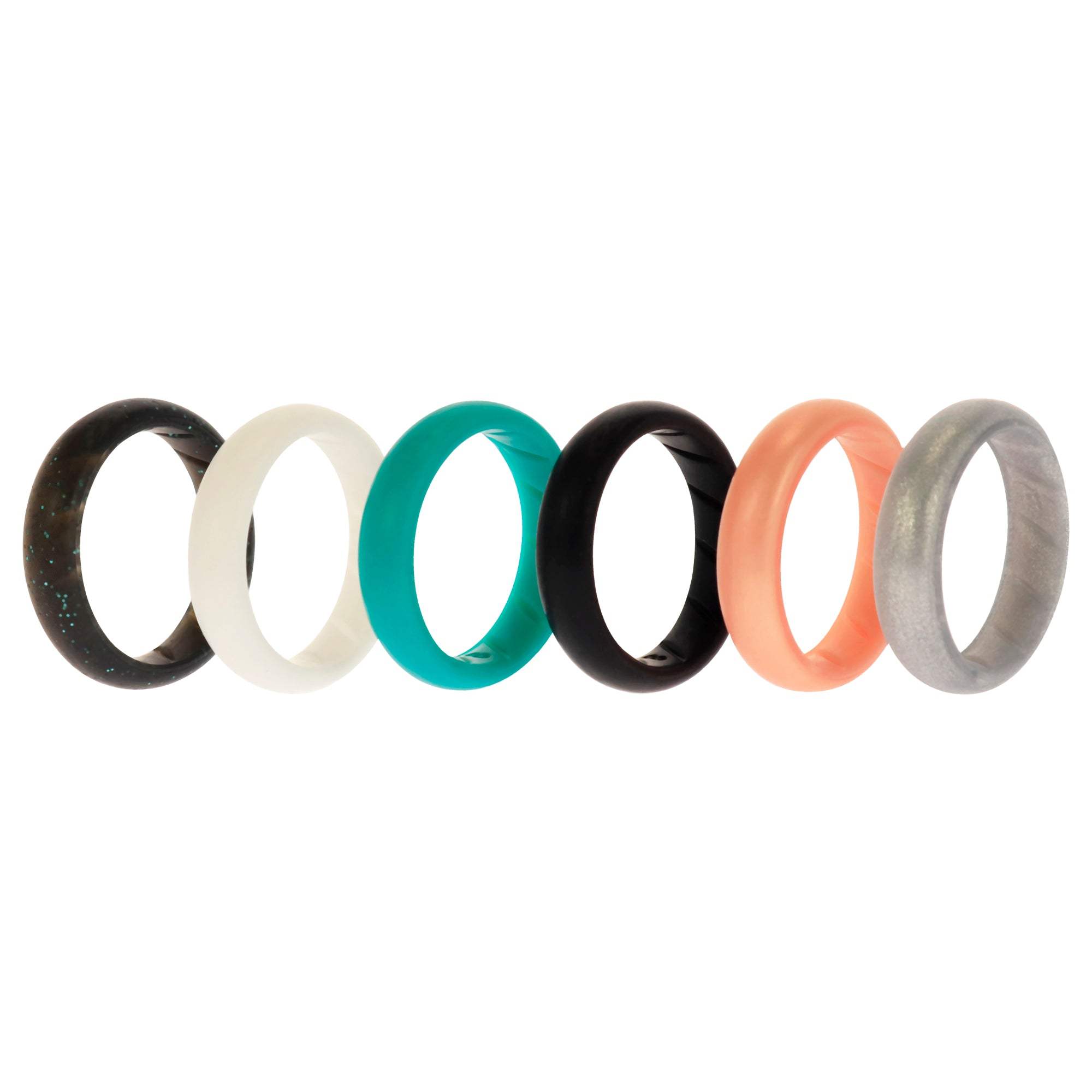 Silicone Wedding BR Solid Ring Set - Basic-Metal by ROQ for Women - 6 x 8 mm Ring