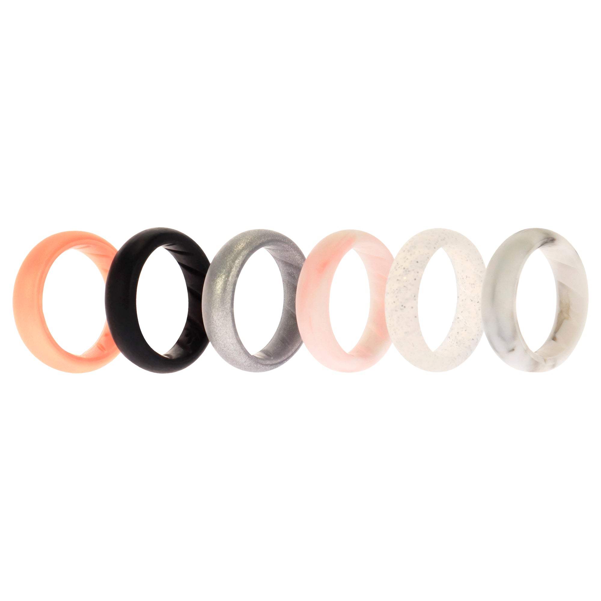 Silicone Wedding BR Solid Ring Set - Basic-Marble by ROQ for Women - 6 x 4 mm Ring