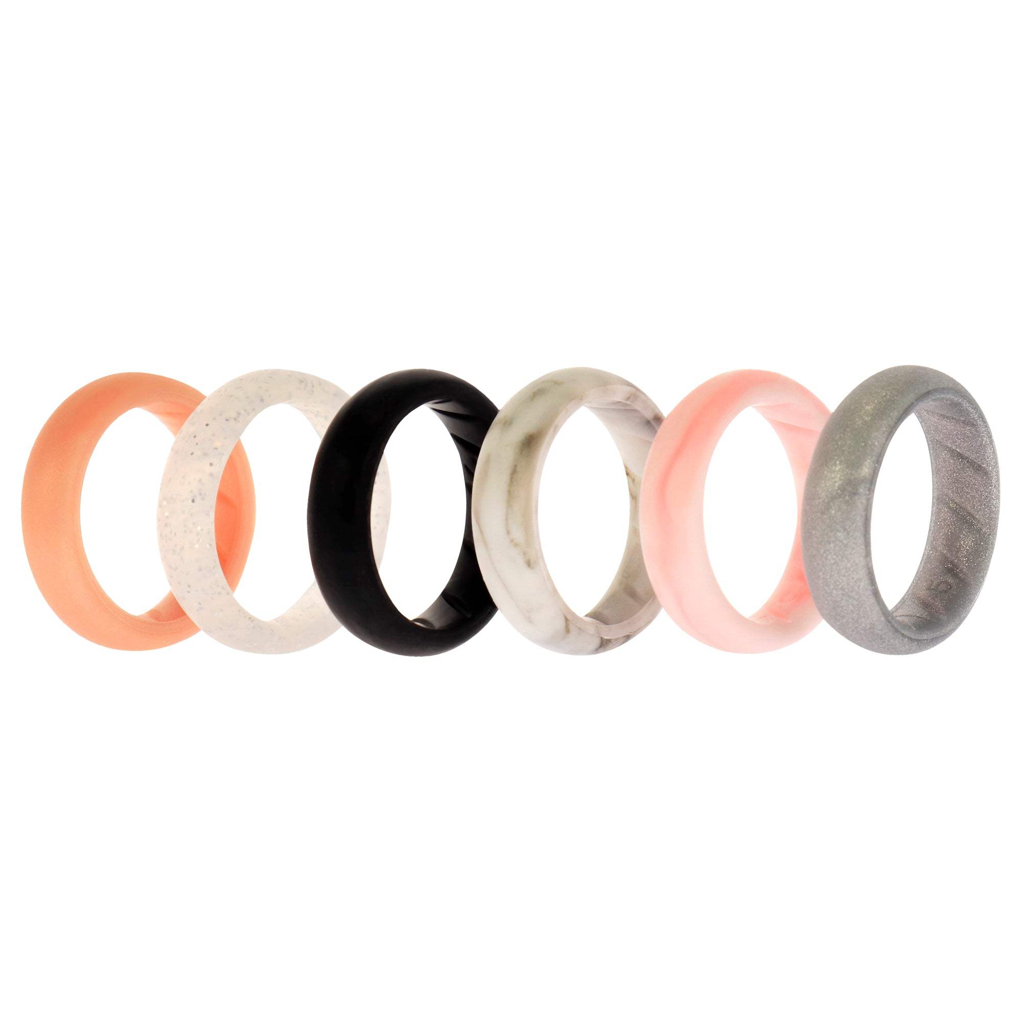 Silicone Wedding BR Solid Ring Set - Basic-Marble by ROQ for Women - 6 x 5 mm Ring