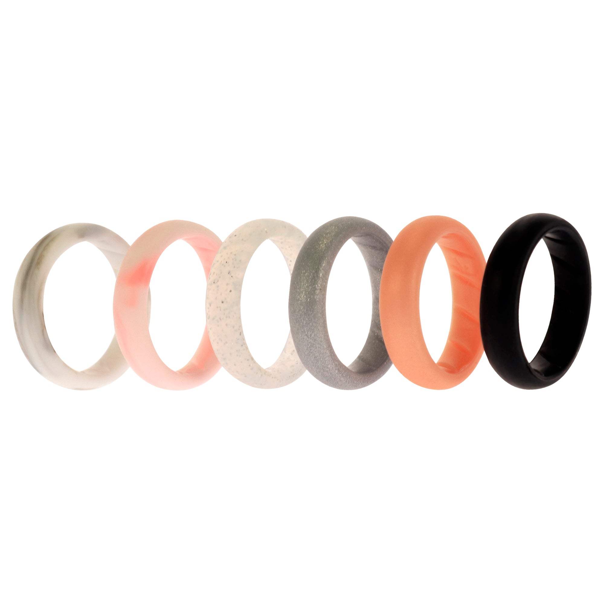 Silicone Wedding BR Solid Ring Set - Basic-Marble by ROQ for Women - 6 x 7 mm Ring