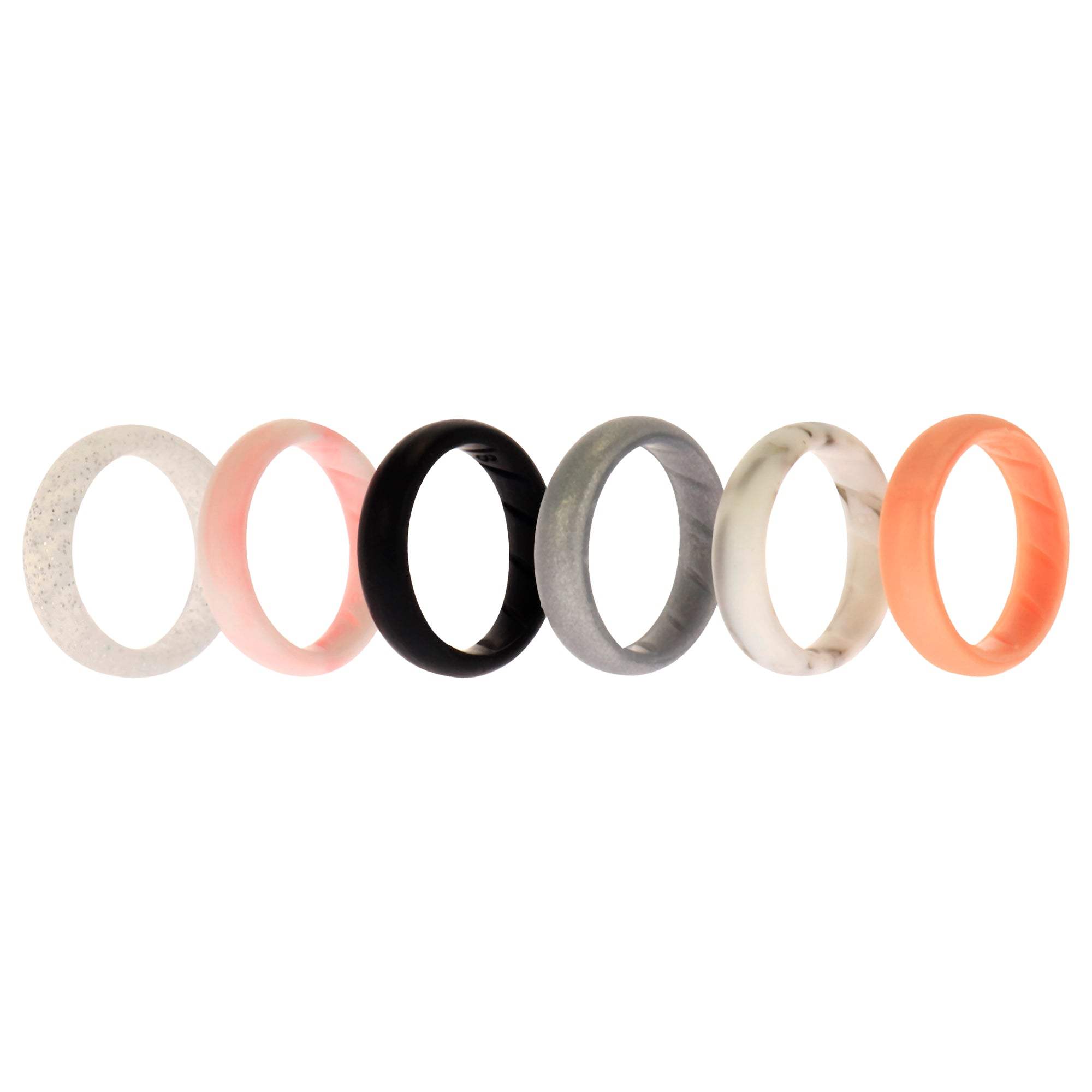 Silicone Wedding BR Solid Ring Set - Basic-Marble by ROQ for Women - 6 x 8 mm Ring