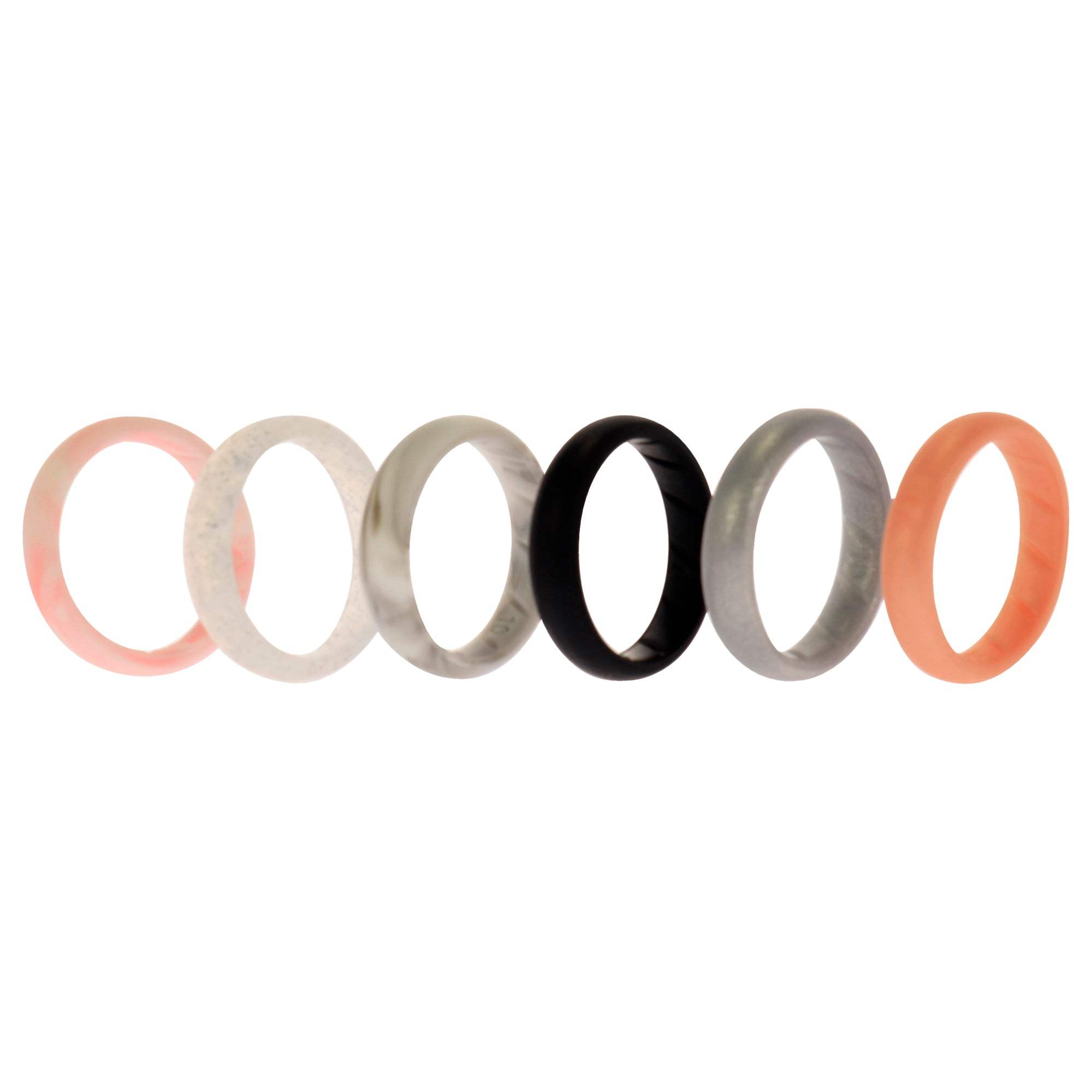 Silicone Wedding BR Solid Ring Set - Basic-Marble by ROQ for Women - 6 x 10 mm Ring
