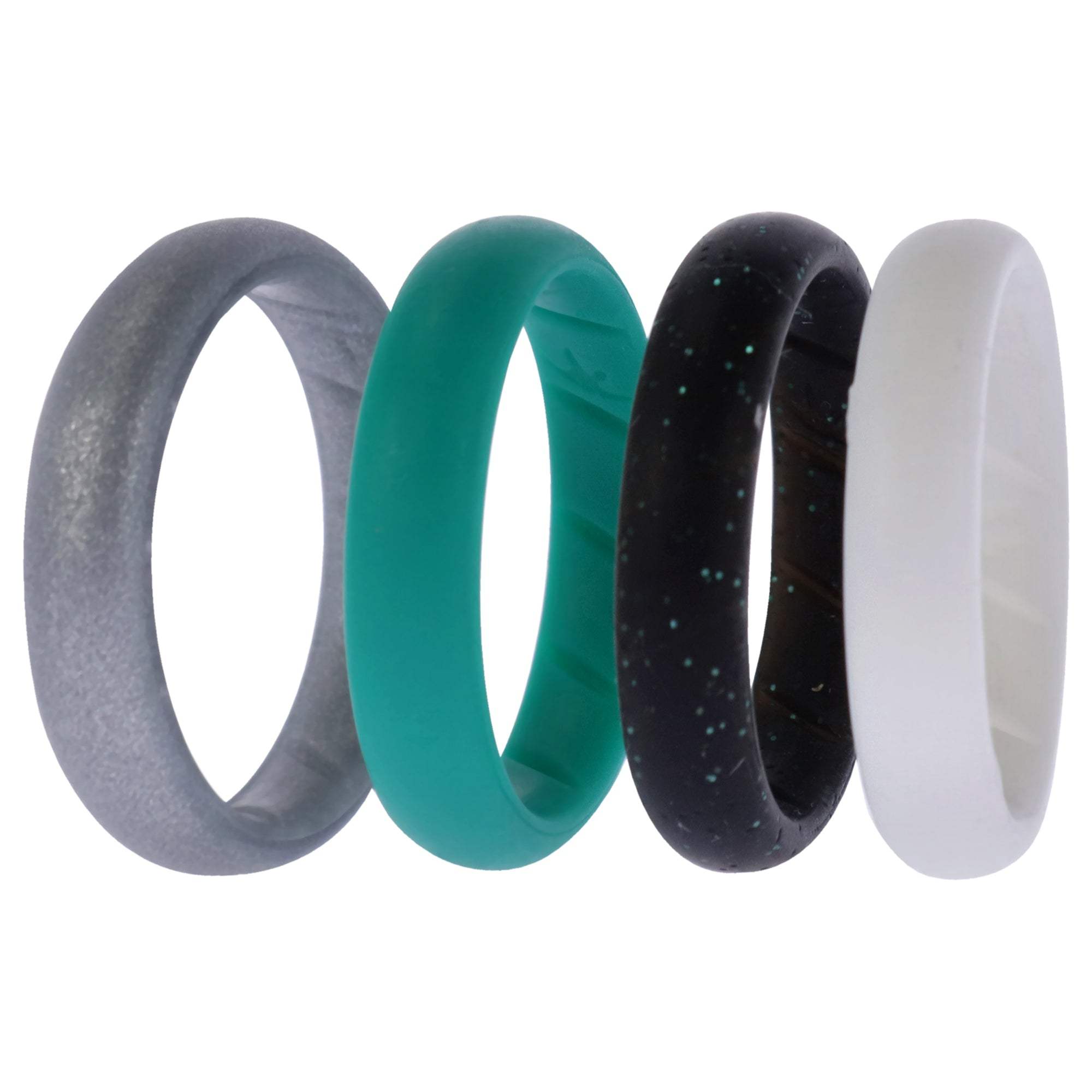 Silicone Wedding BR Solid Ring Set - Basic-Turqouise by ROQ for Women - 4 x 11 mm Ring