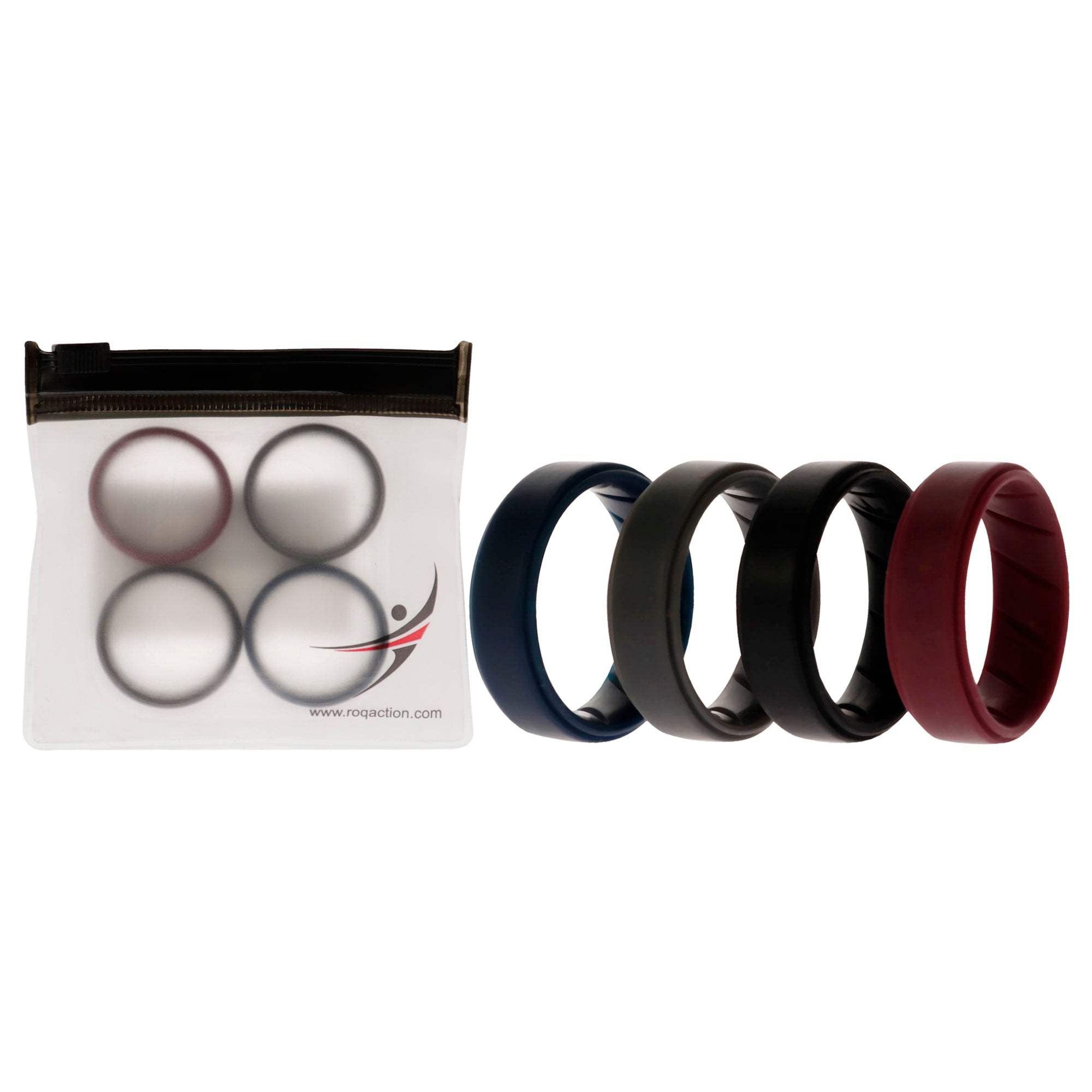 Silicone Wedding BR Step Ring Set - Basic-Bordo by ROQ for Men - 4 x 12 mm Ring