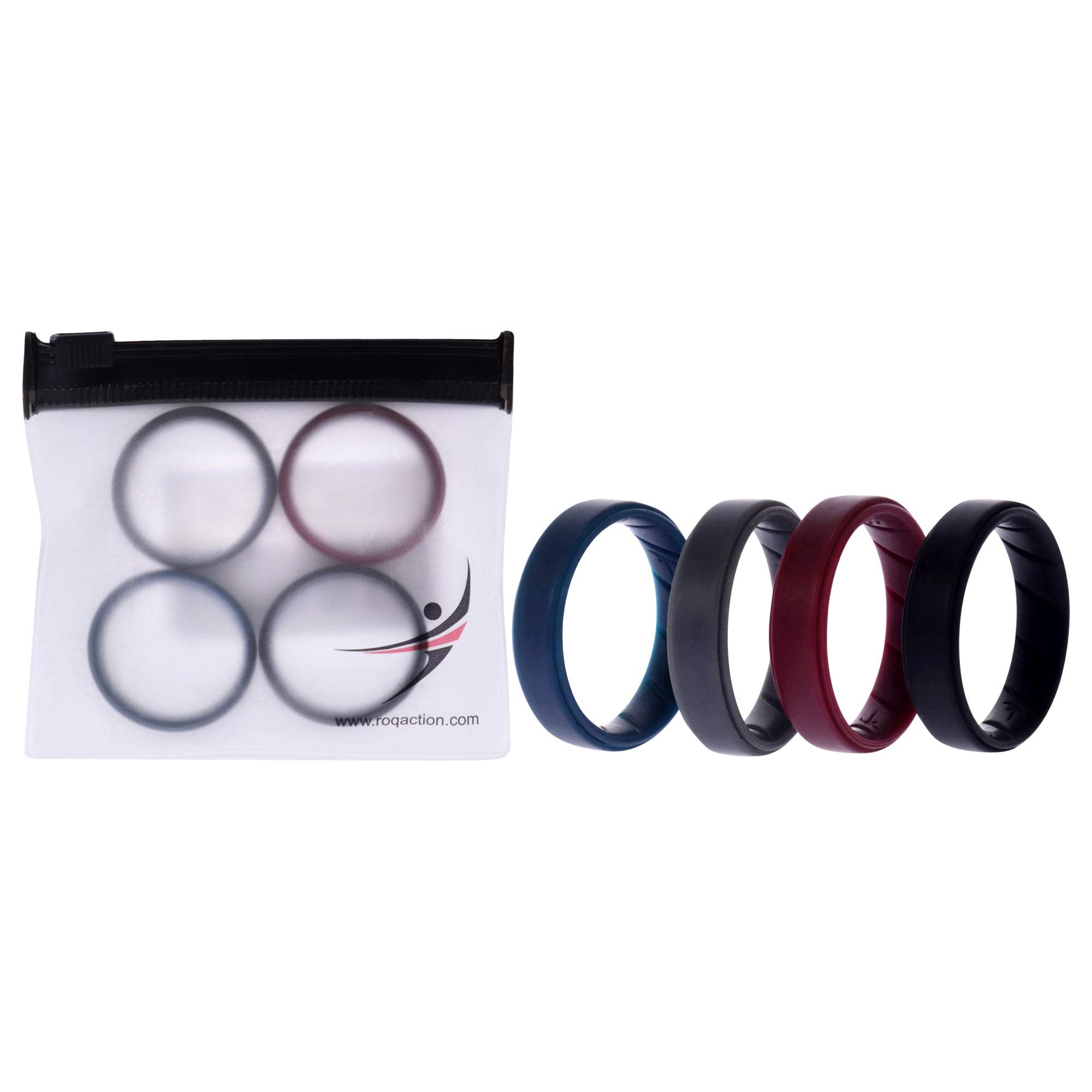 Silicone Wedding BR Step Ring Set - Basic-Bordo by ROQ for Men - 4 x 16 mm Ring