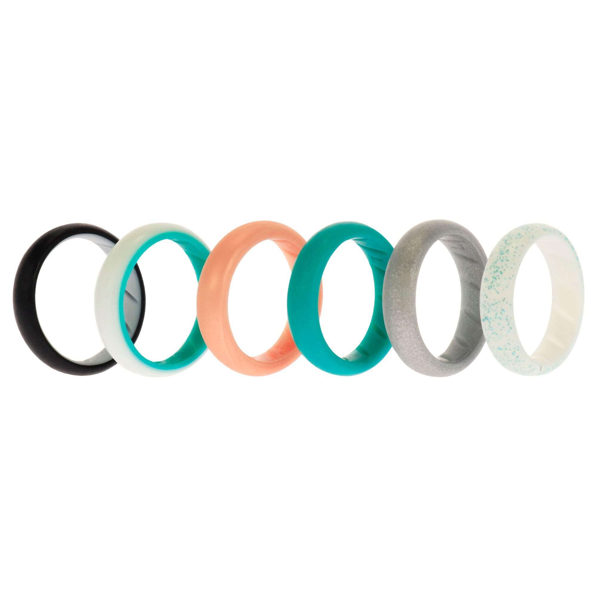 Silicone Wedding BR Solid Ring Set - Turquoise by ROQ for Women - 6 x 7 mm Ring