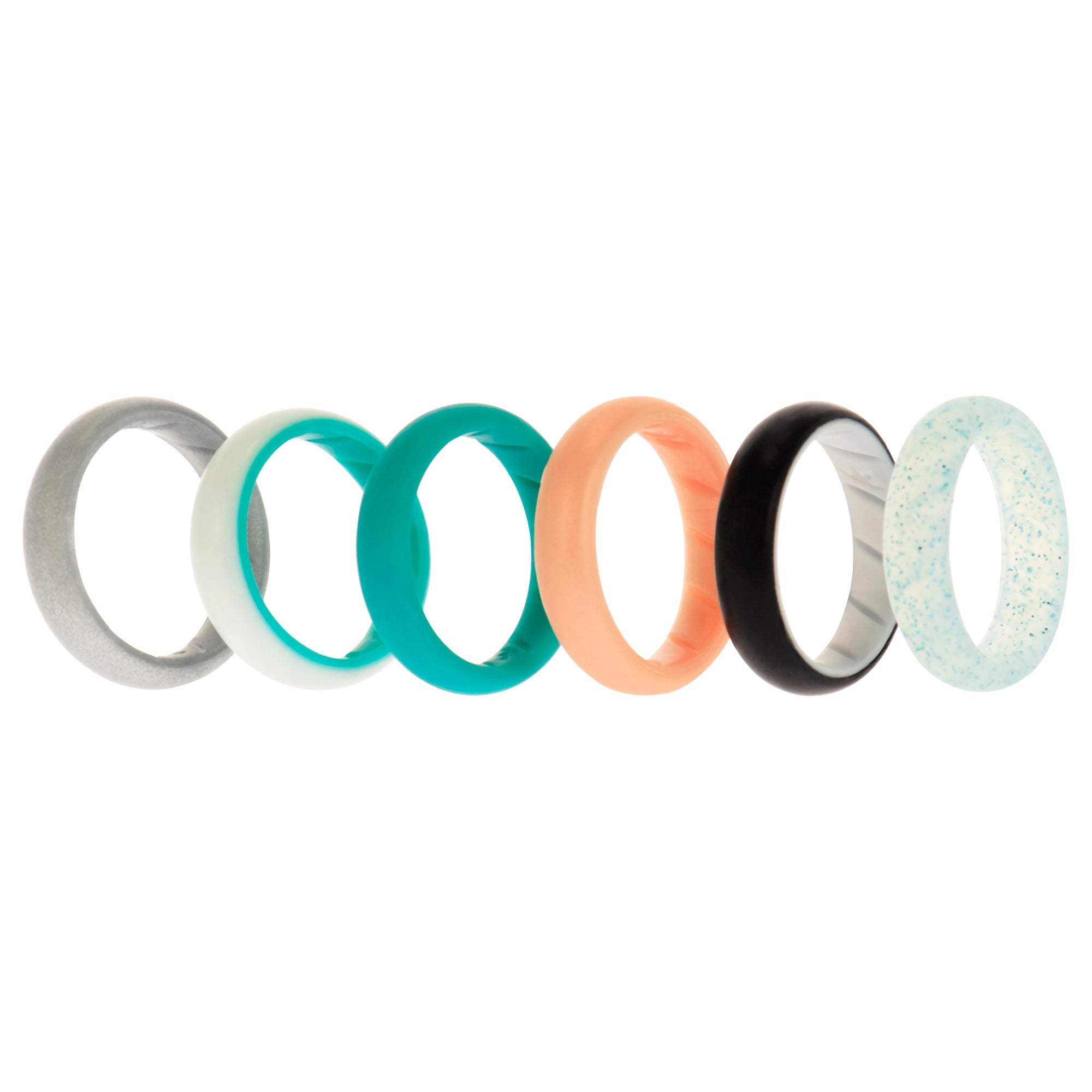 Silicone Wedding BR Solid Ring Set - Turquoise by ROQ for Women - 6 x 8 mm Ring