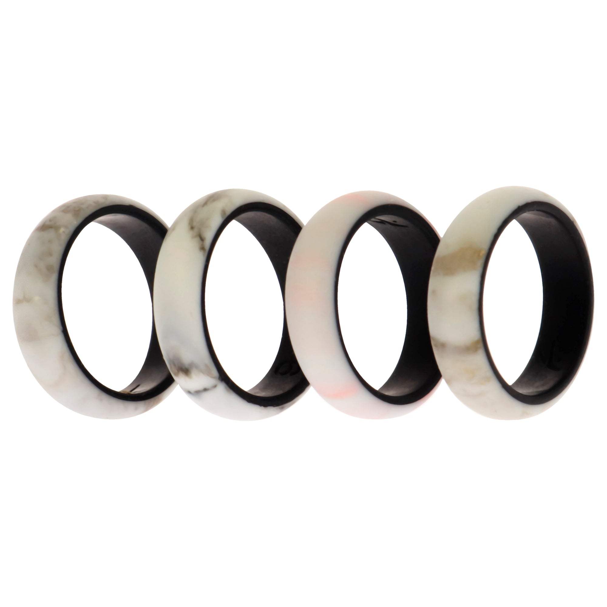 Silicone Wedding 2Layer Ring Set - Marbles by ROQ for Women - 4 x 6 mm Ring