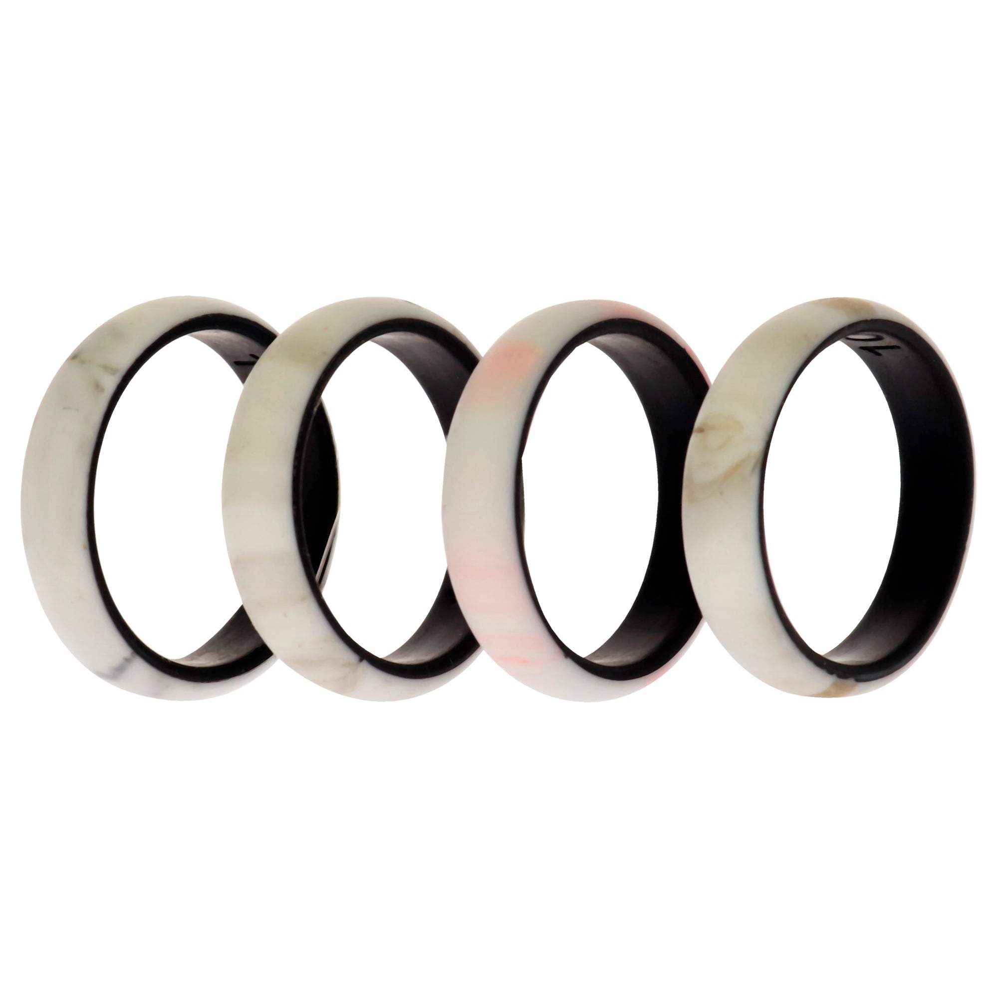 Silicone Wedding 2Layer Ring Set - Marbles by ROQ for Women - 4 x 10 mm Ring