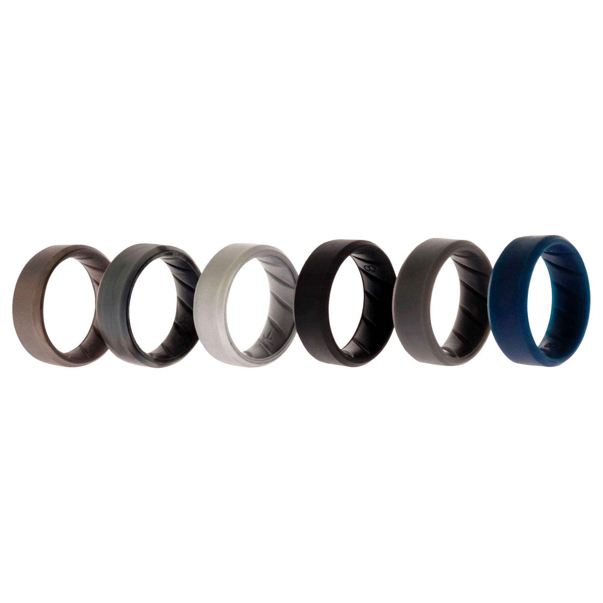 Silicone Wedding BR 8mm Ring Set - Basic-Metal by ROQ for Men - 6 x 8 mm Ring