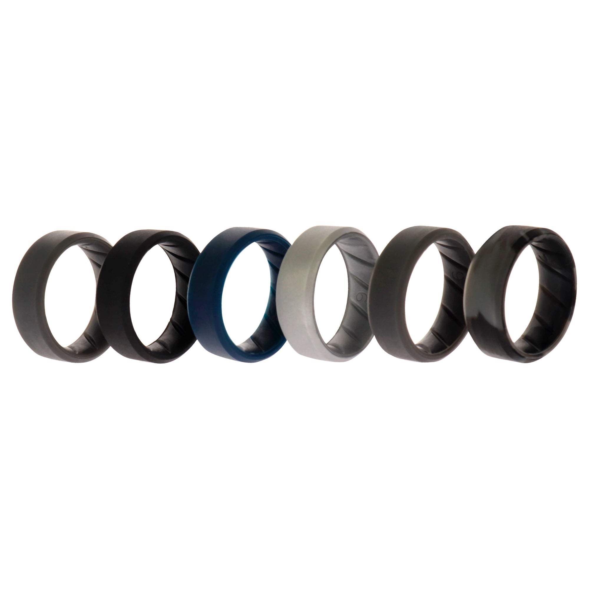 Silicone Wedding BR 8mm Ring Set - Basic-Metal by ROQ for Men - 6 x 9 mm Ring